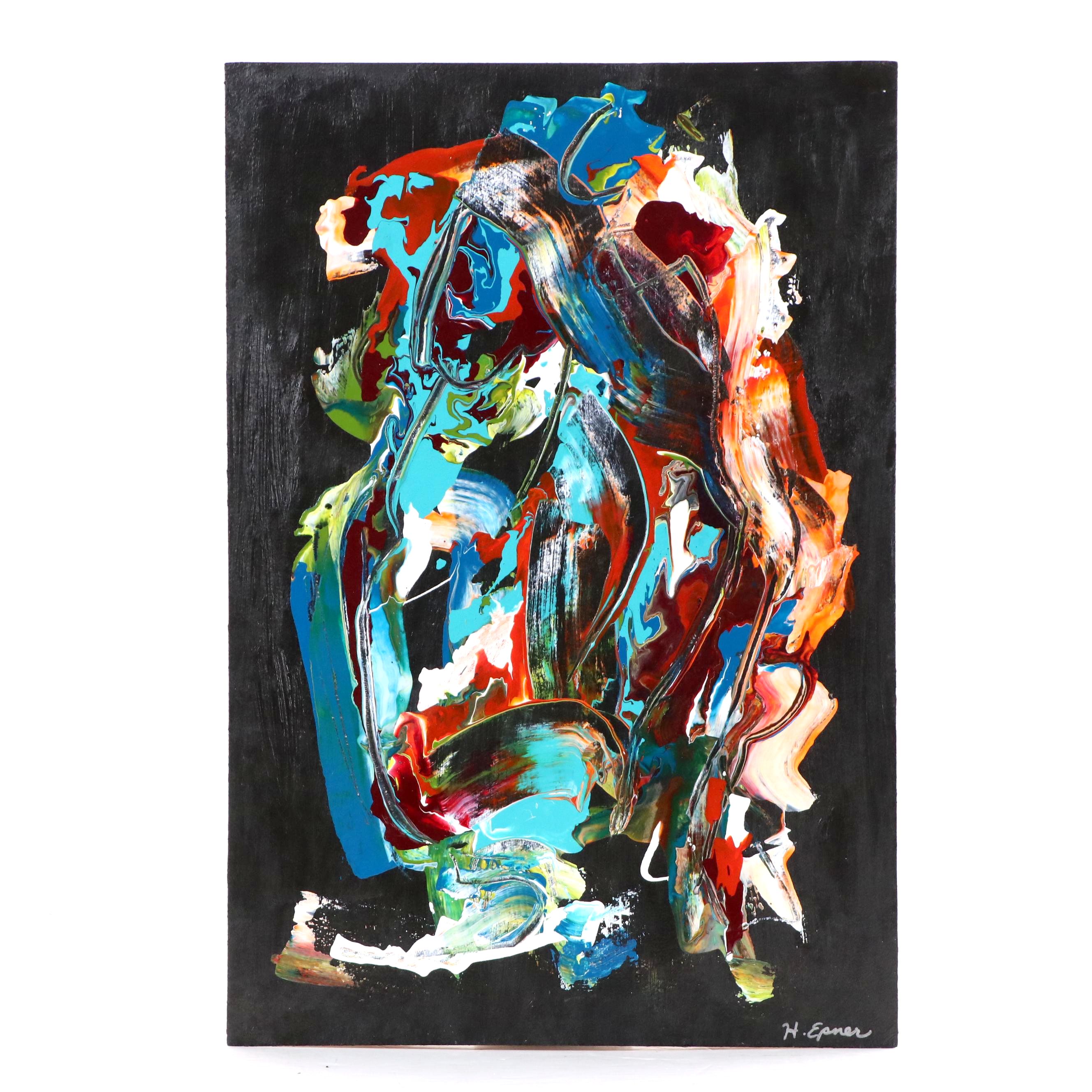 Hilda Epner Abstract Oil Painting, Late 20th Century