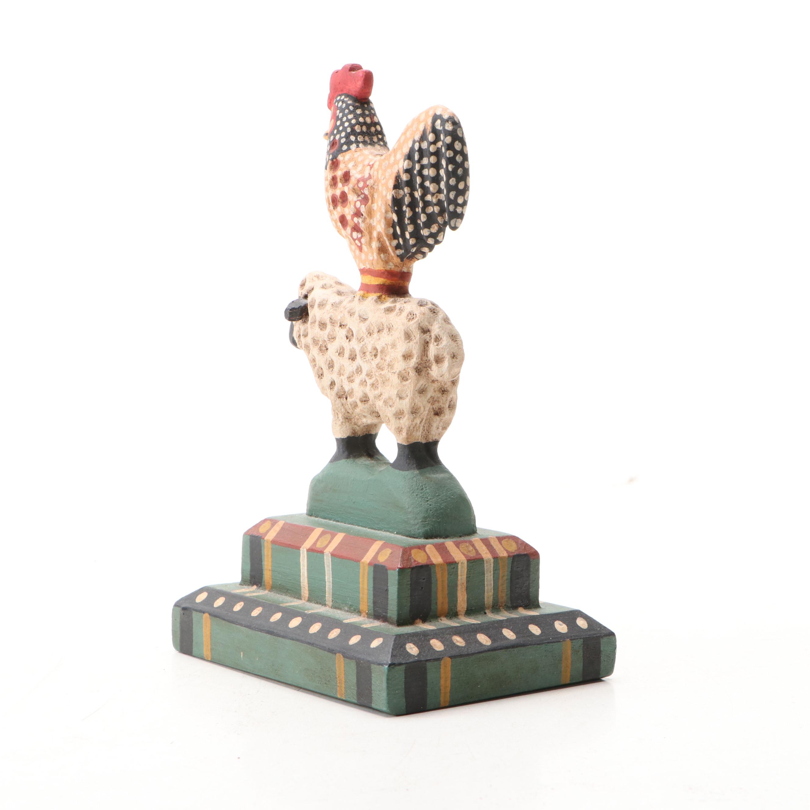 George Voyzey Pennsylvania Folk Art Hand-Painted Wood Chickens