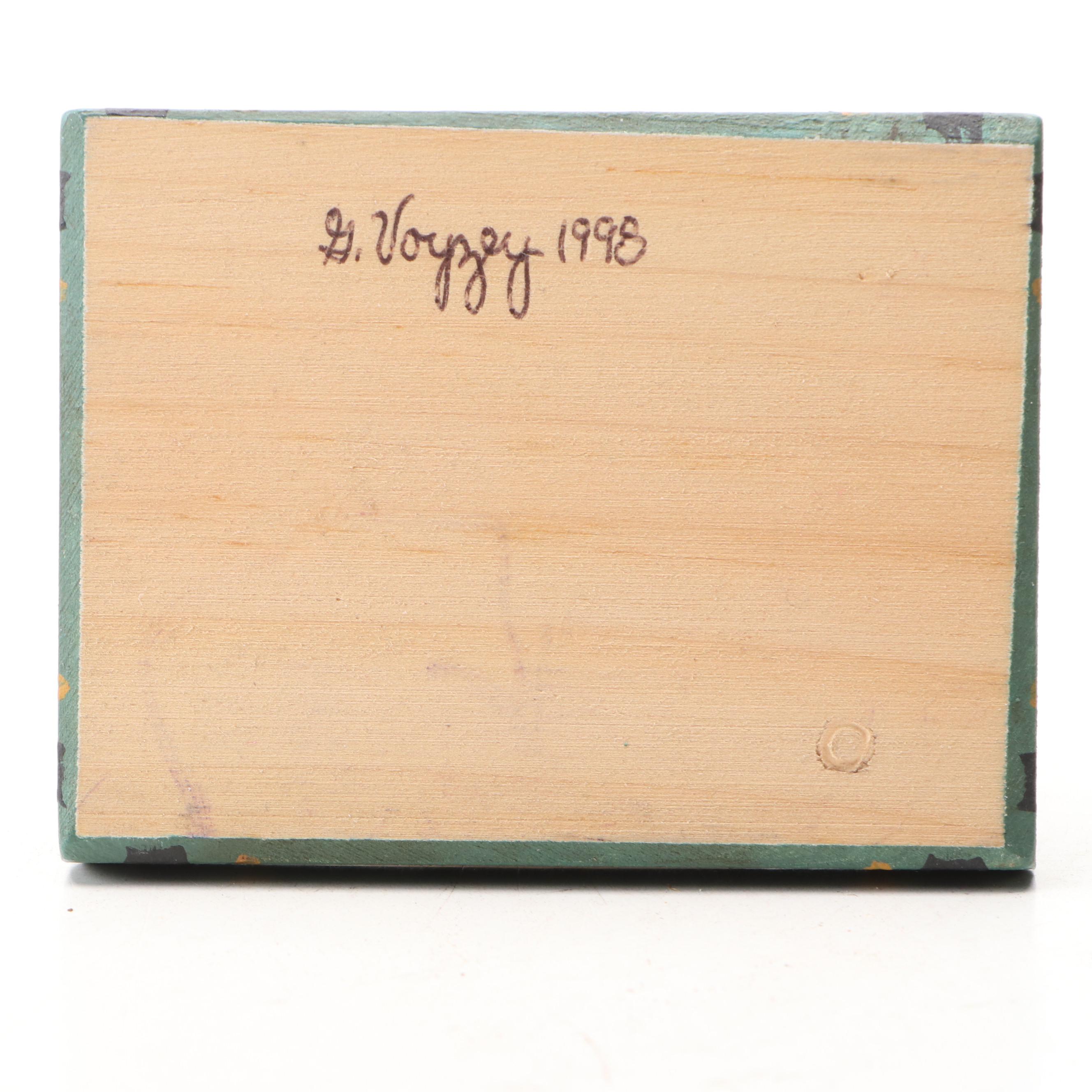 George Voyzey Pennsylvania Folk Art Hand-Painted Wood Chickens