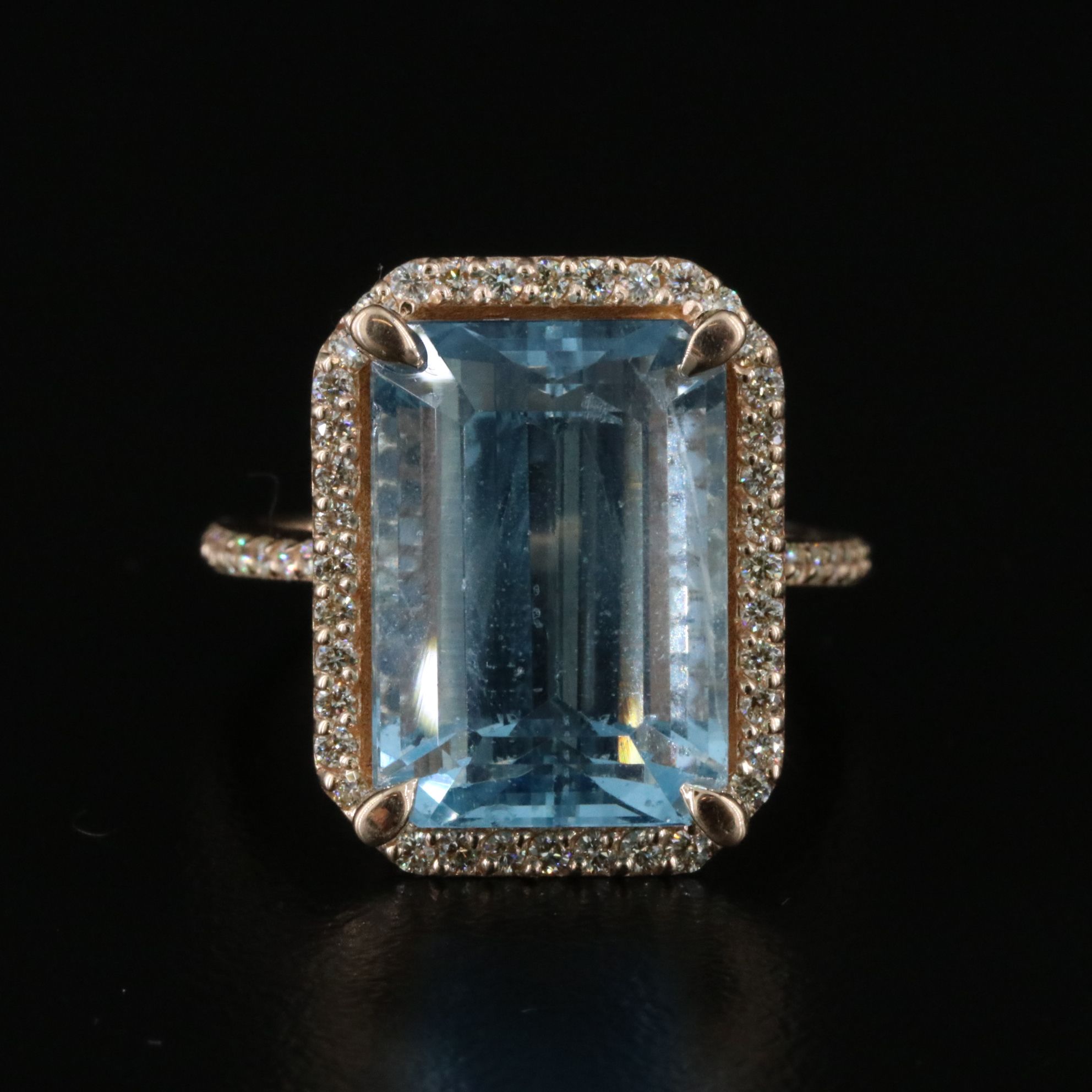 14K 11.57 CT Aquamarine and Diamond Ring