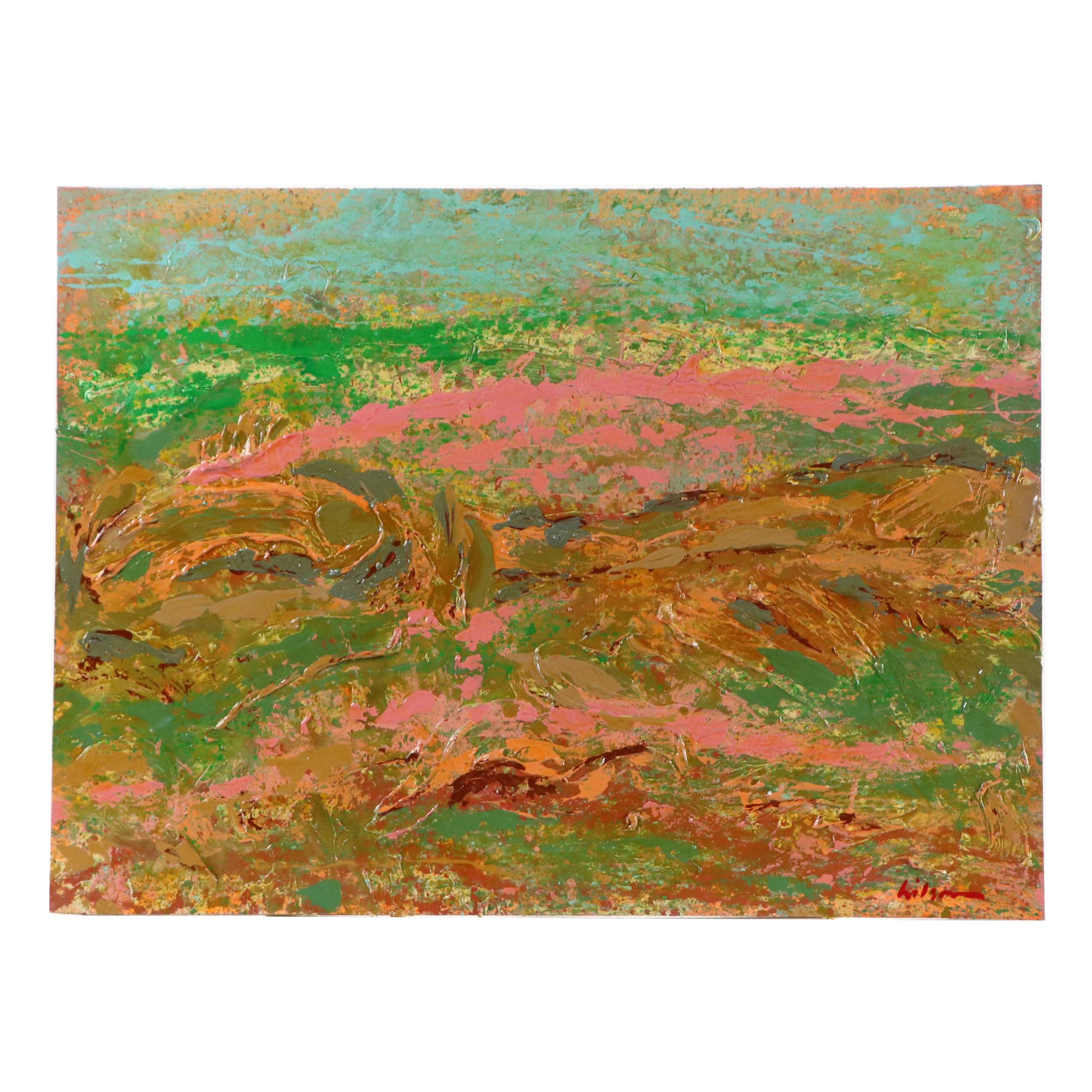 Harry Hilson Abstract Impasto Acrylic Painting, Late 20th Century