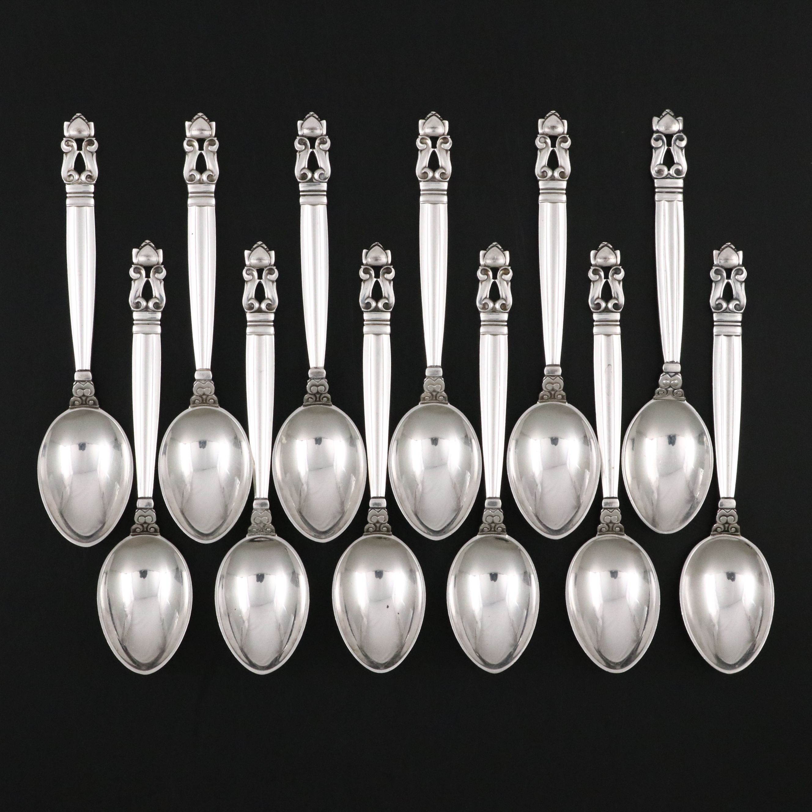 Georg Jensen "Acorn" Sterling Silver Five O'Clock Teaspoons