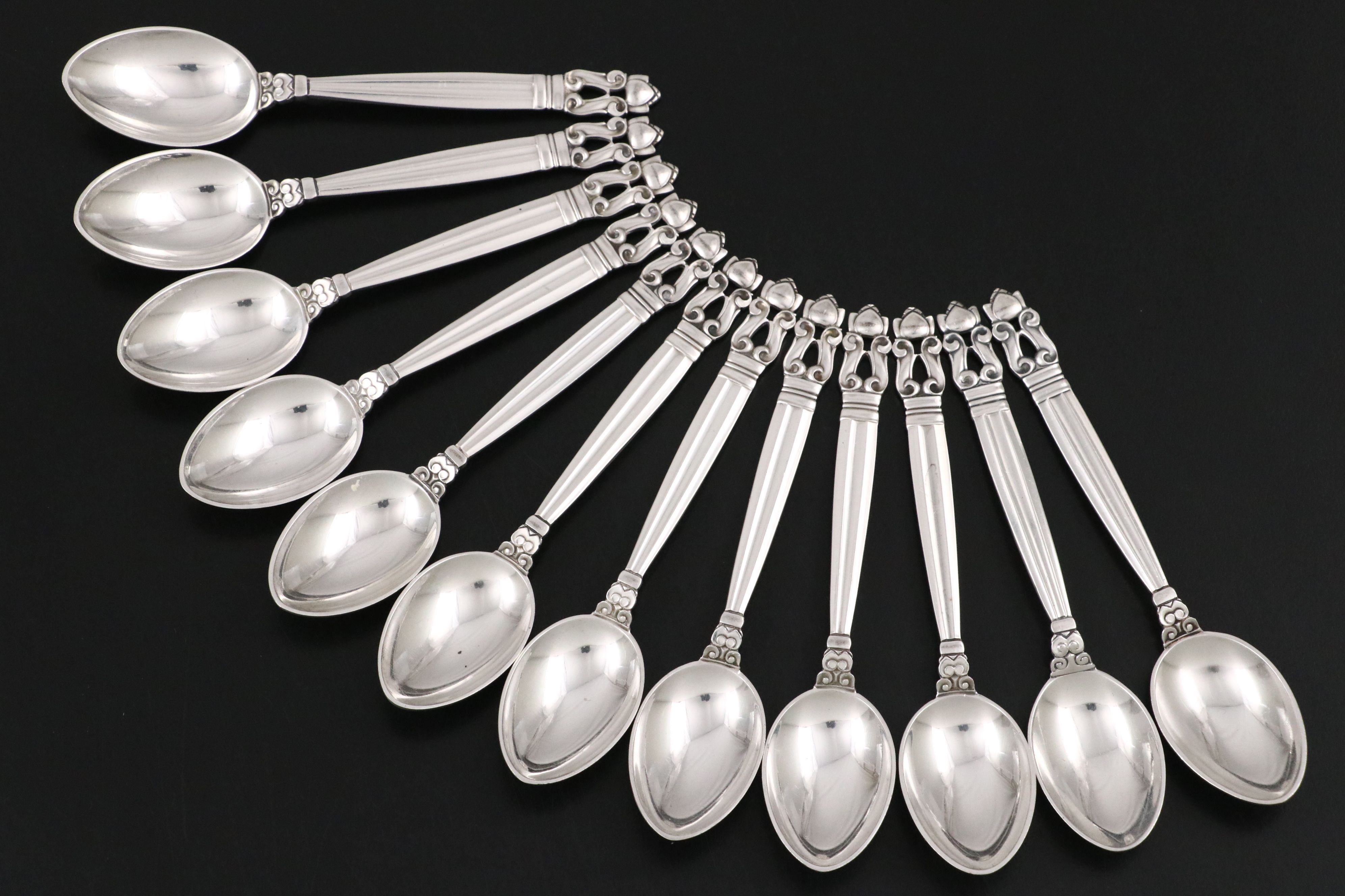 Georg Jensen "Acorn" Sterling Silver Five O'Clock Teaspoons