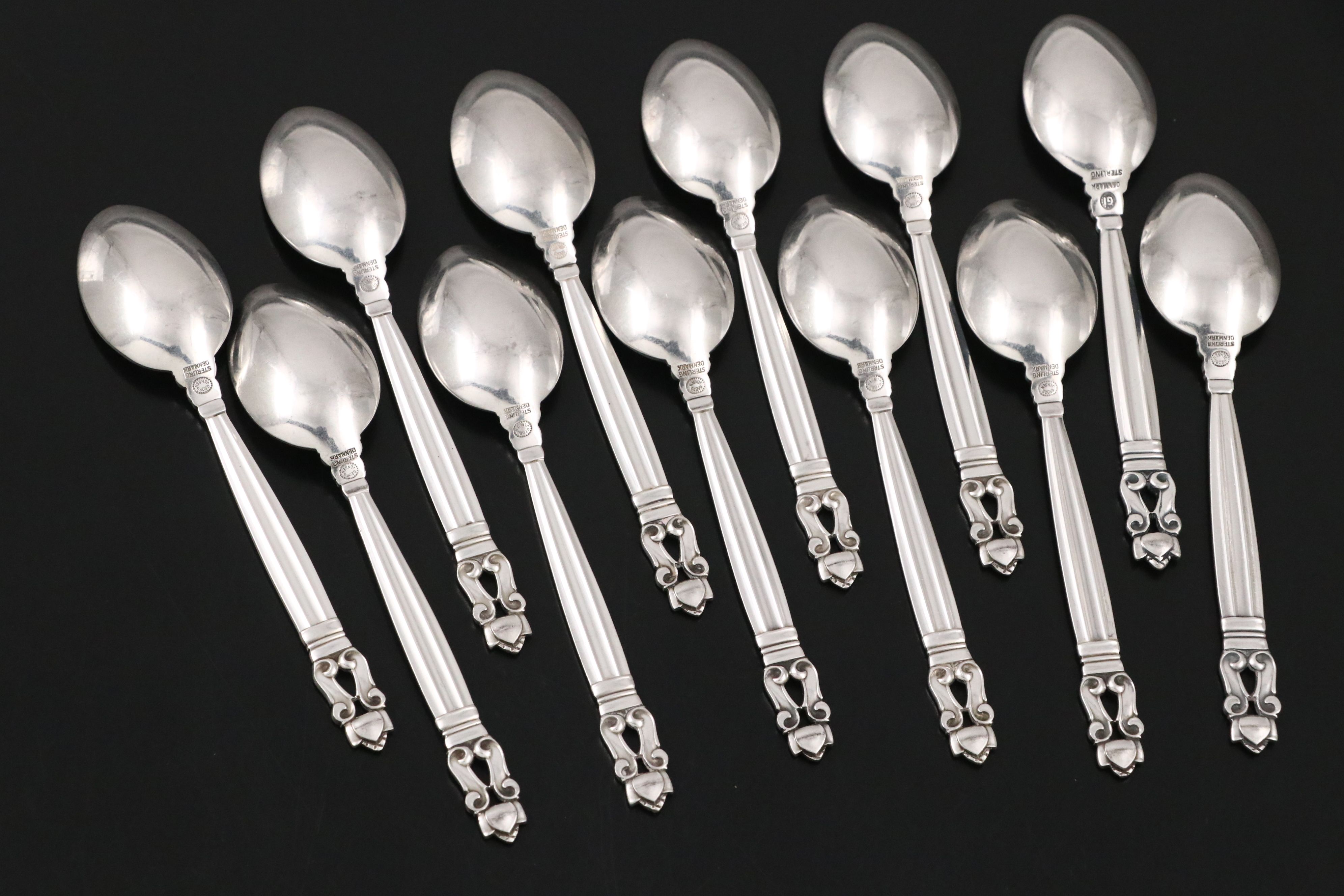 Georg Jensen "Acorn" Sterling Silver Five O'Clock Teaspoons