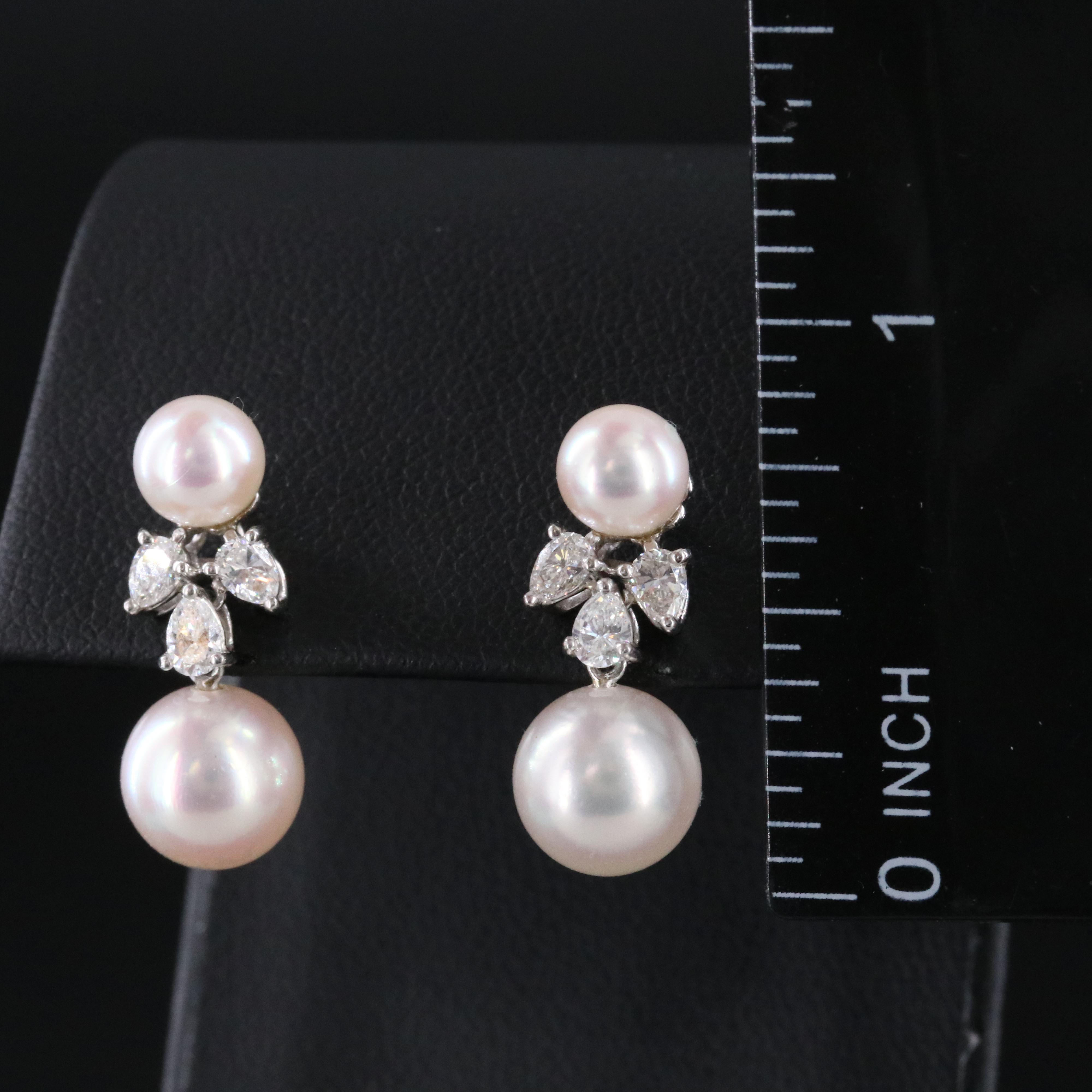 Vintage Tiffany & Co. Platinum Pearl and 0.56 CTW Diamond Drop Earrings
