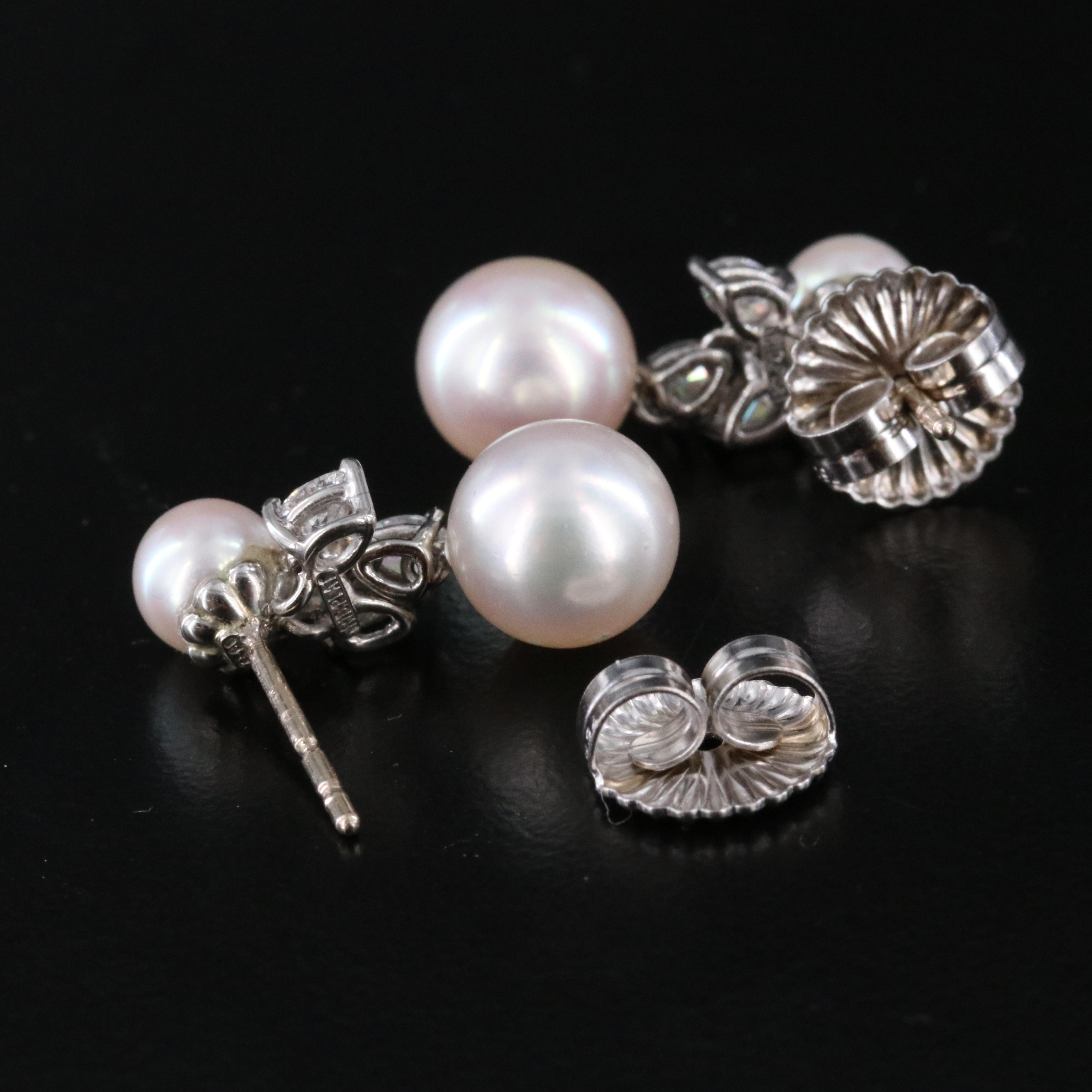 Vintage Tiffany & Co. Platinum Pearl and 0.56 CTW Diamond Drop Earrings