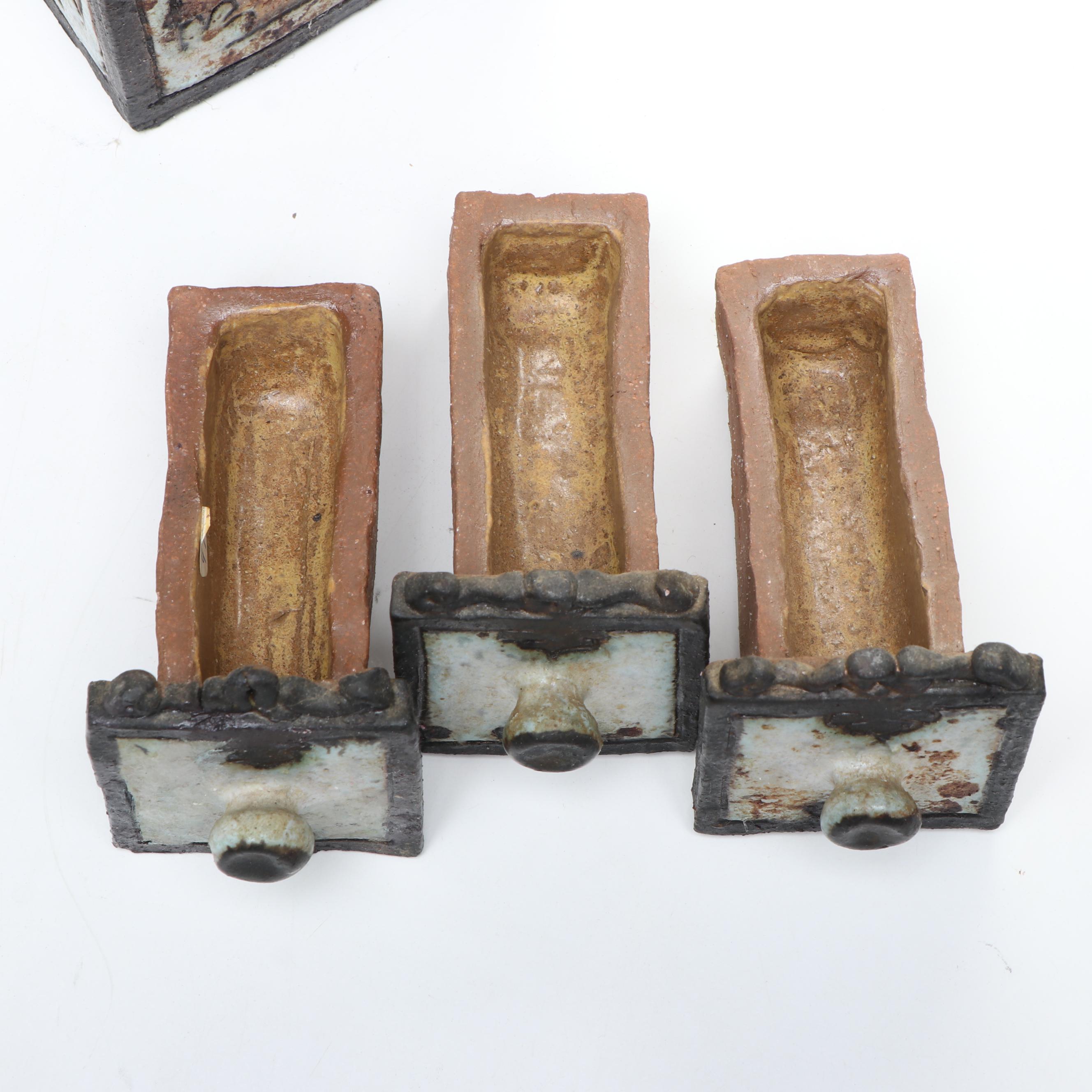 Artist Signed Three-Drawer Ceramic Cabinet