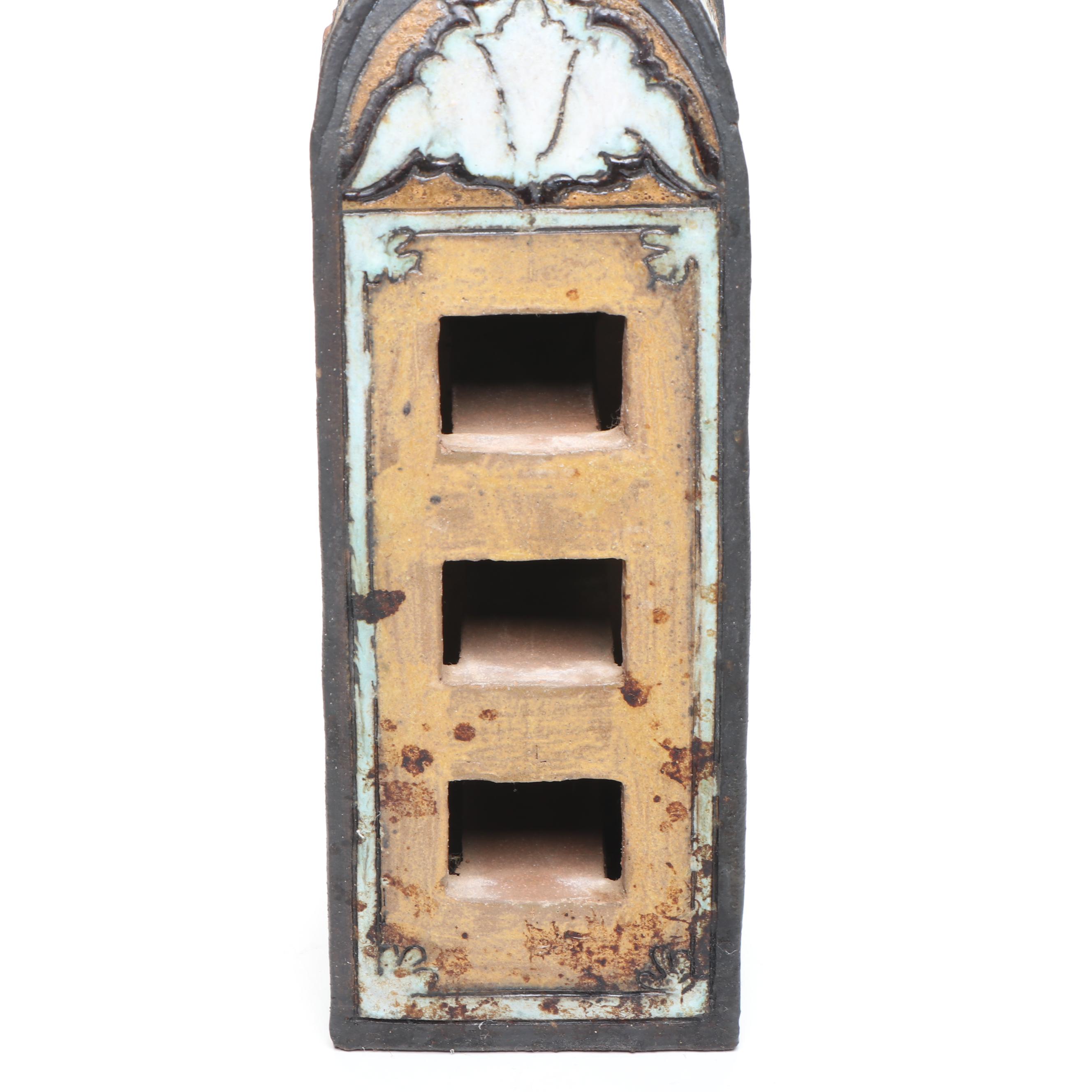 Artist Signed Three-Drawer Ceramic Cabinet