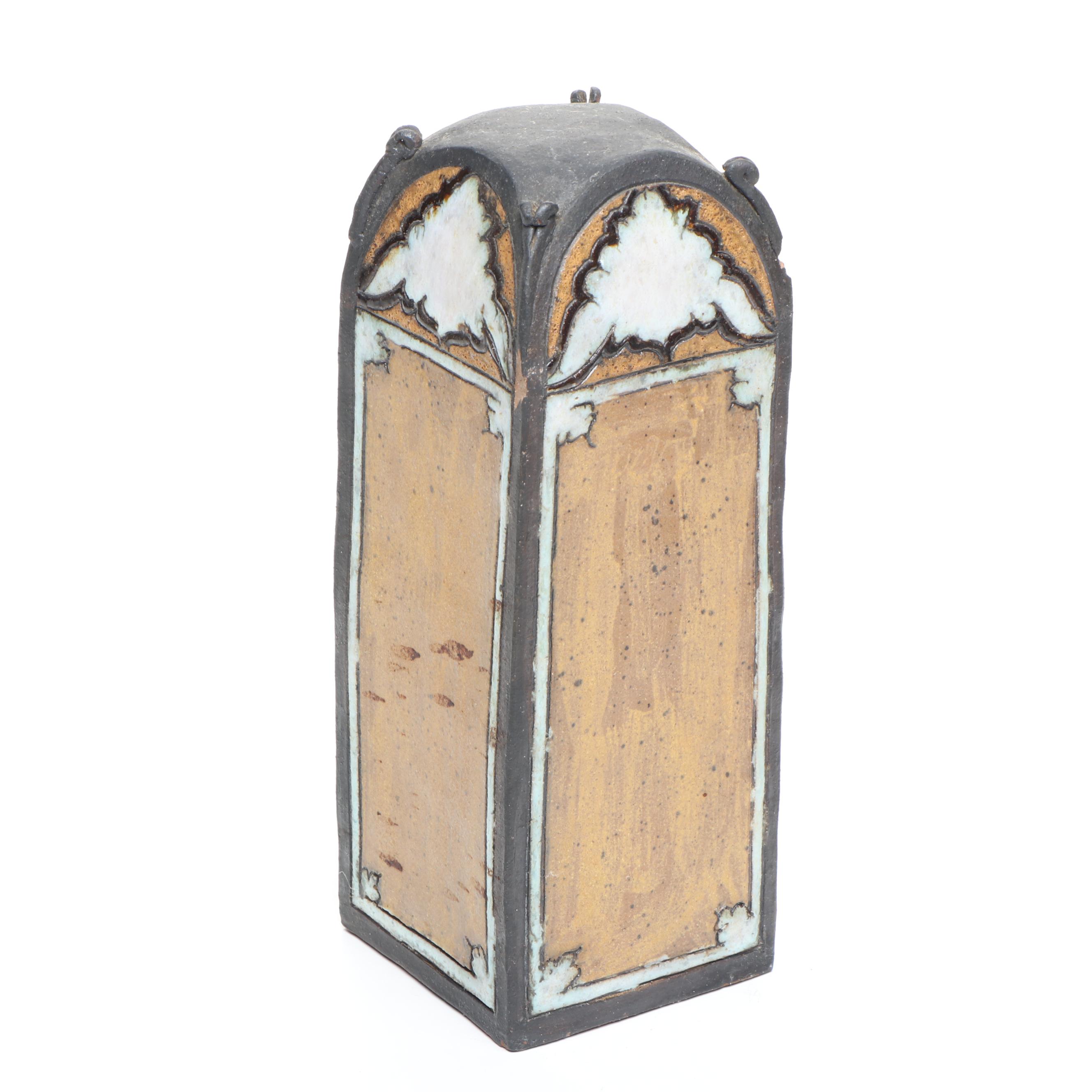 Artist Signed Three-Drawer Ceramic Cabinet