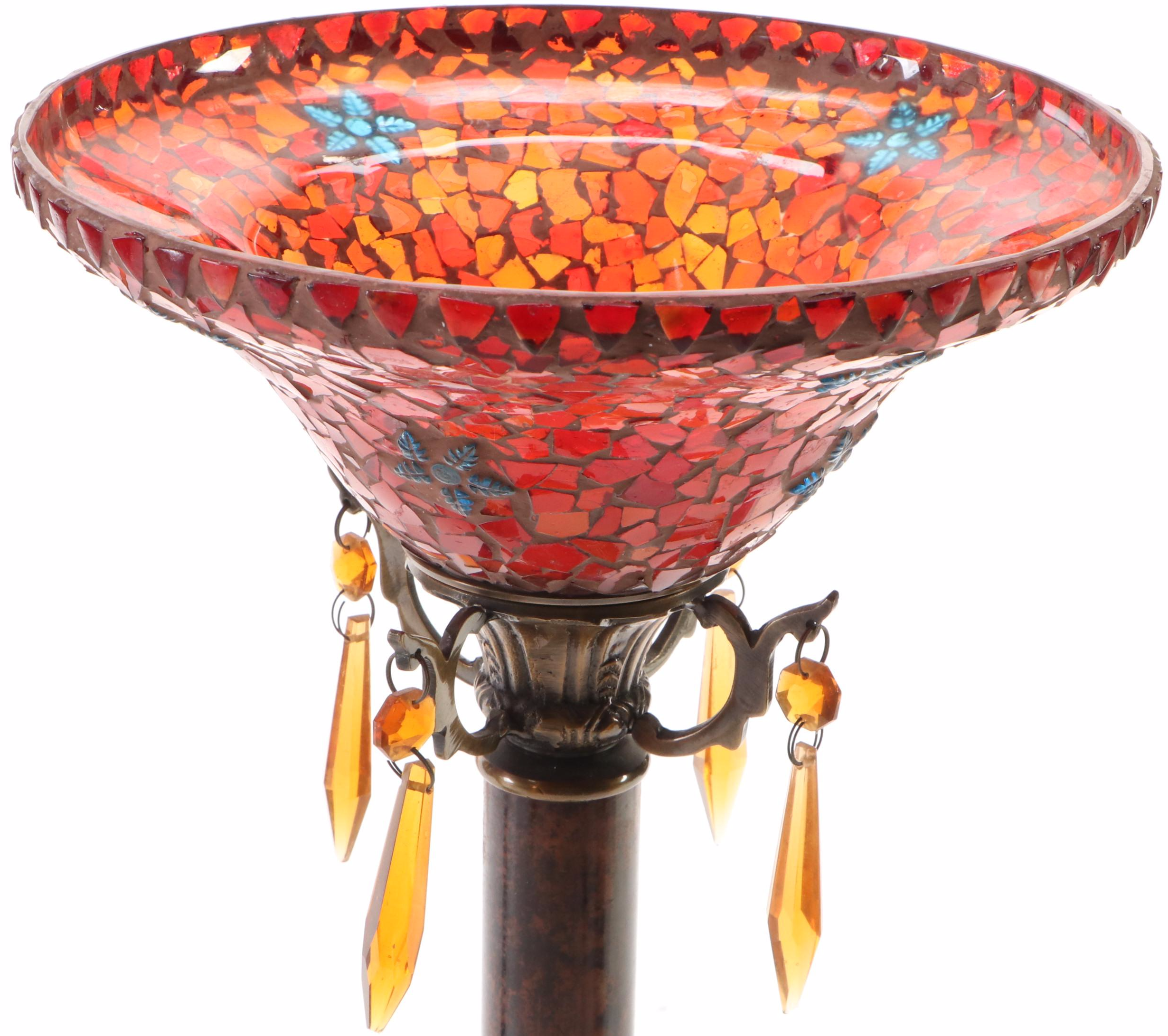 Hollywood Regency Style Glass Mosaic Canopy Pillar Candle Holders