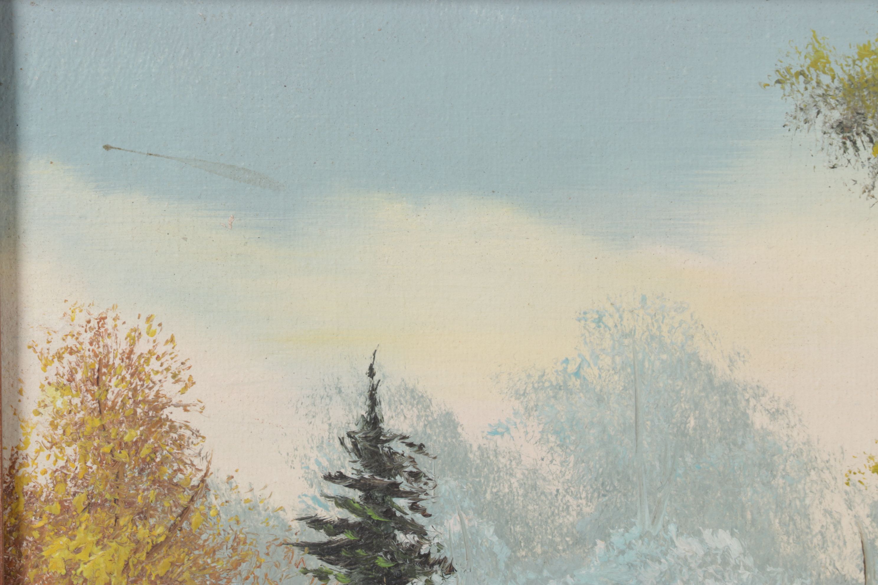 R. Novick Impressionist Lake Landscape Oil Painting, Mid to Late 20th Century