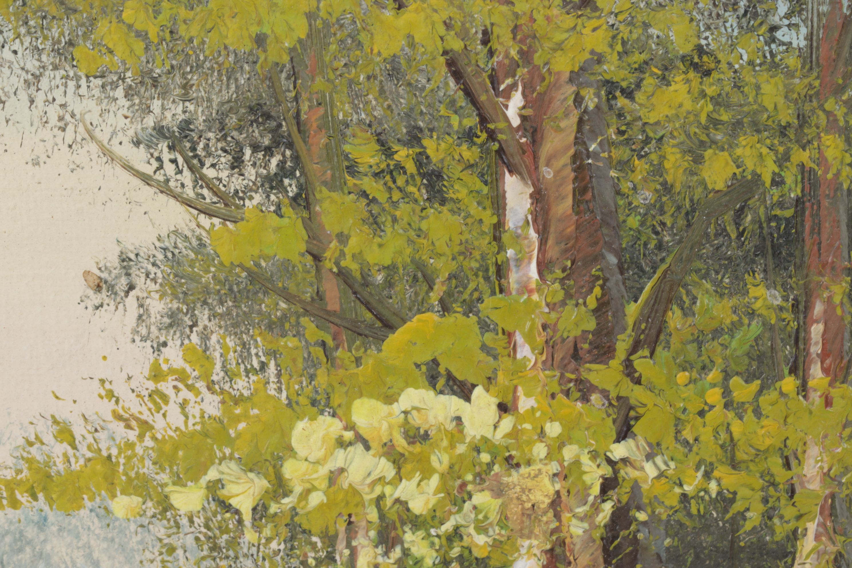 R. Novick Impressionist Lake Landscape Oil Painting, Mid to Late 20th Century