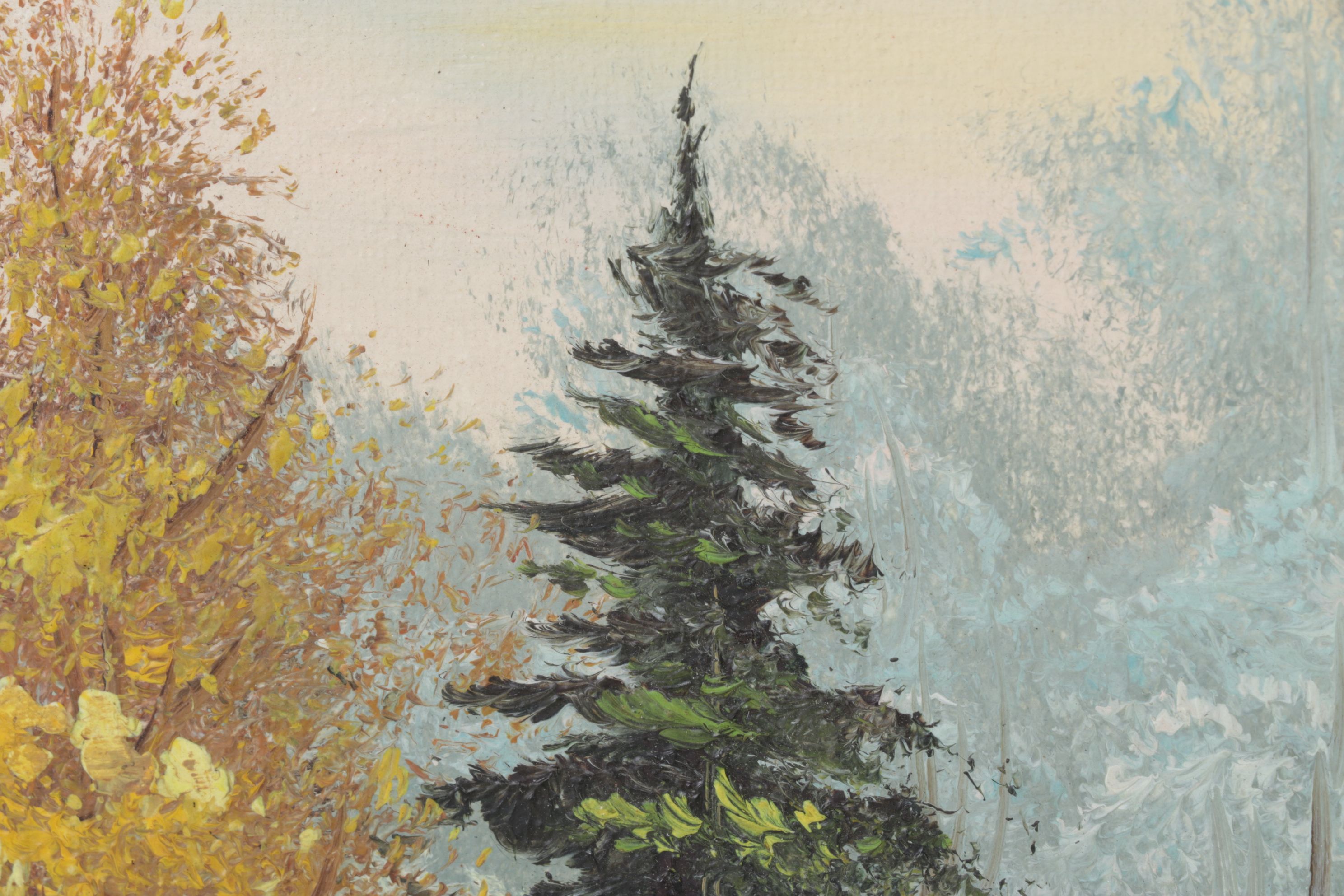 R. Novick Impressionist Lake Landscape Oil Painting, Mid to Late 20th Century