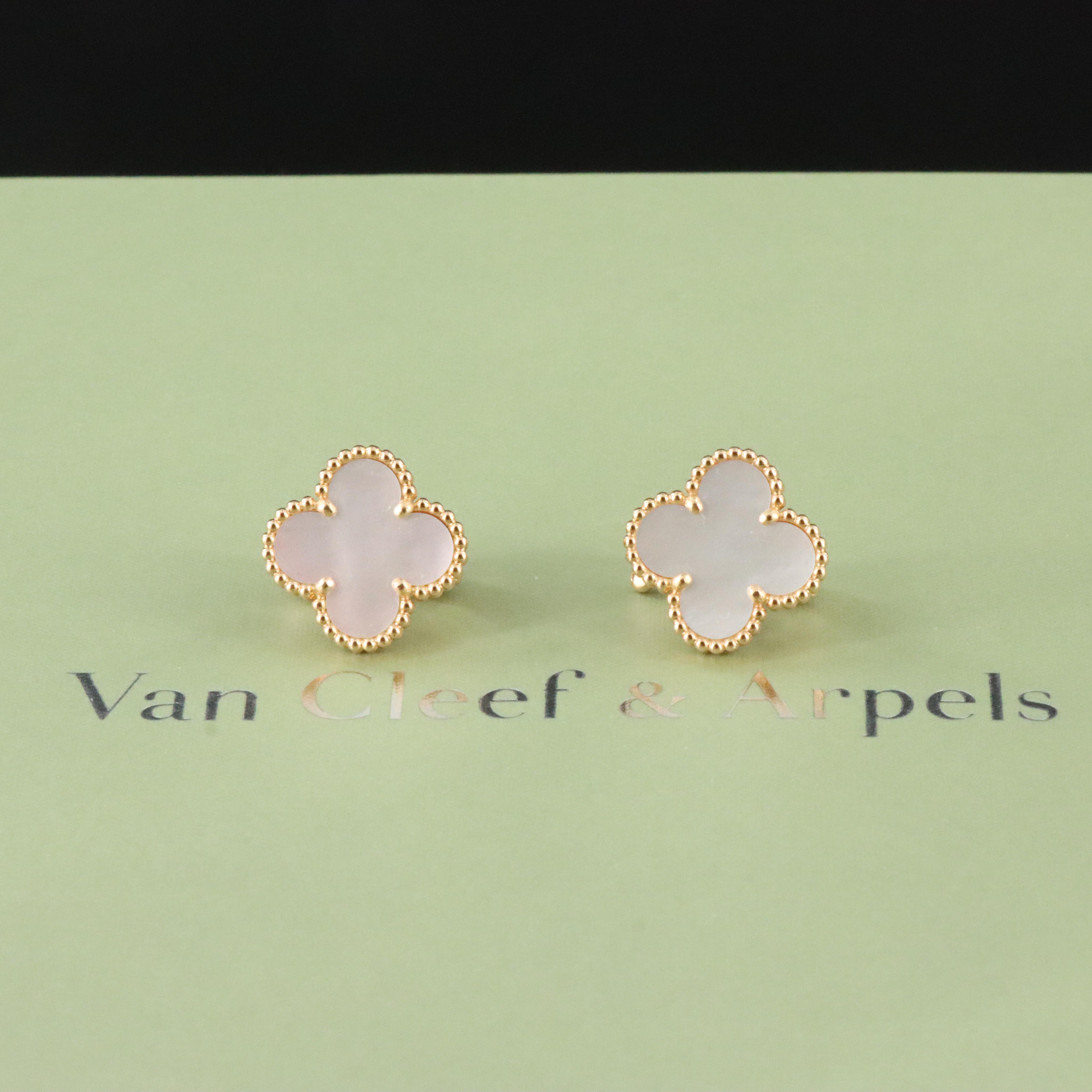 Van Cleef & Arpels Vintage Alhambra 18K Mother of Pearl Earrings