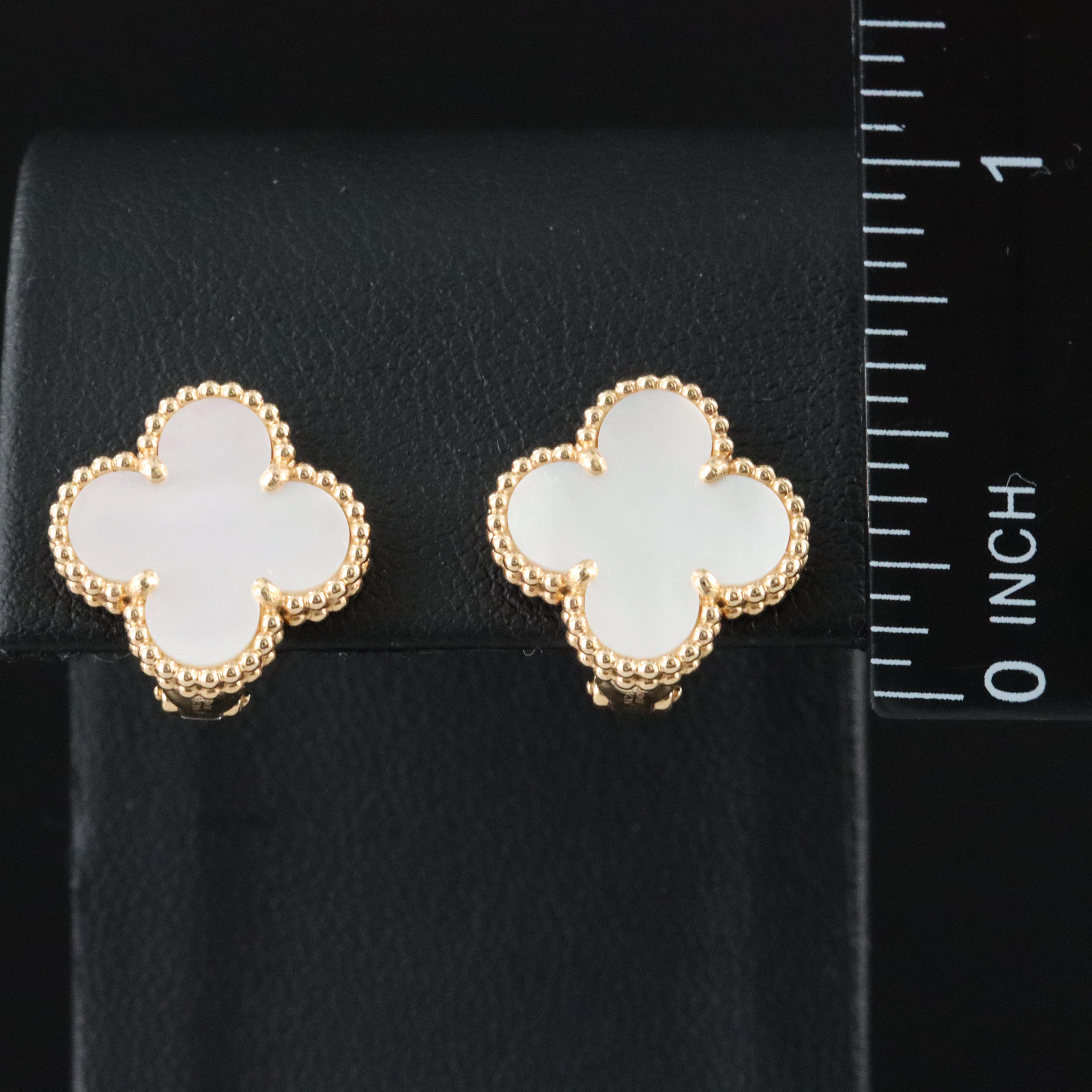 Van Cleef & Arpels Vintage Alhambra 18K Mother of Pearl Earrings