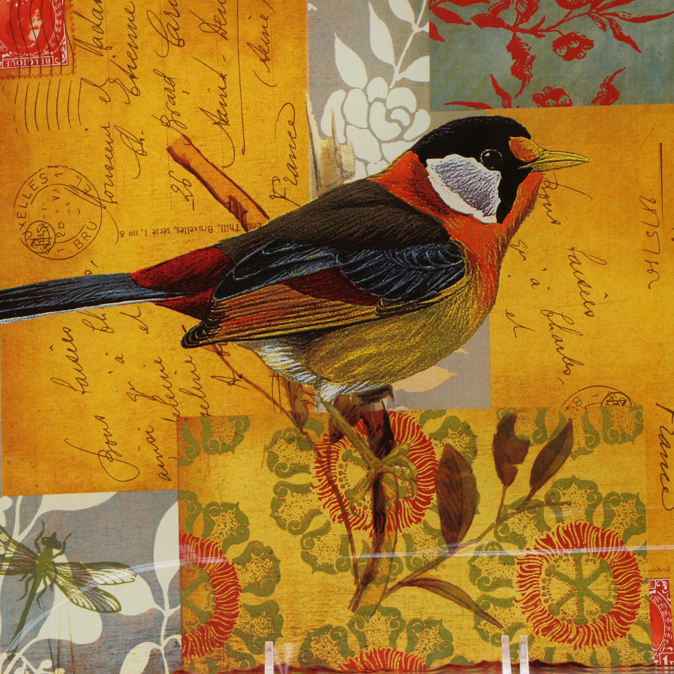 Bird and French Postal Glass Tray