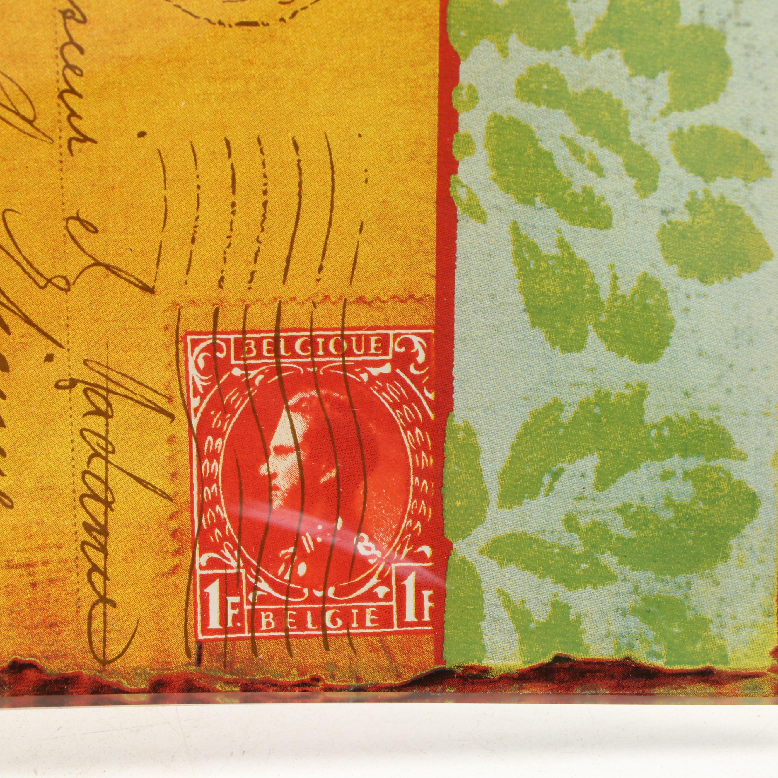 Bird and French Postal Glass Tray