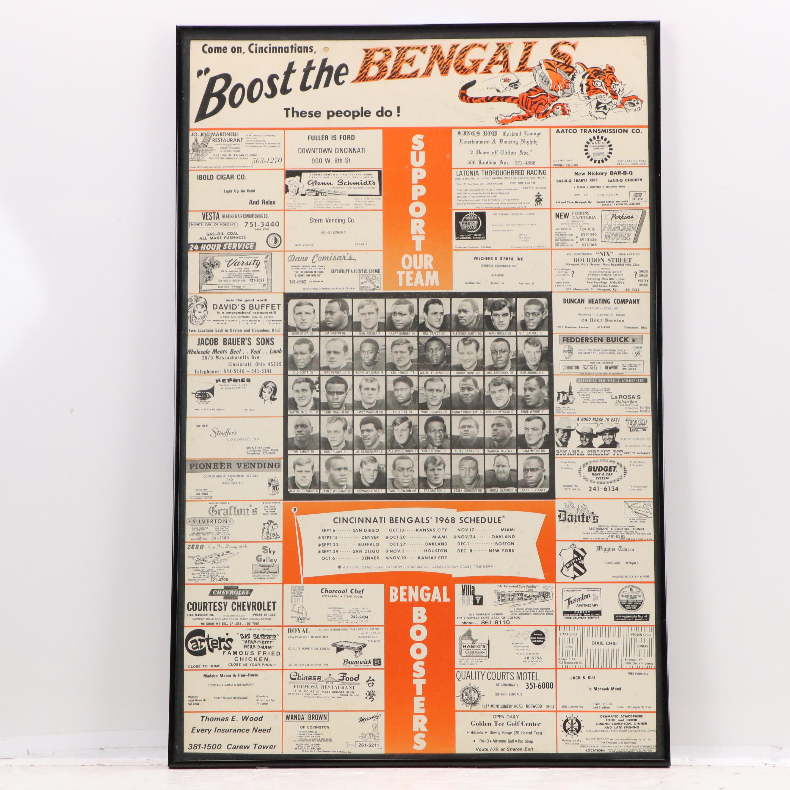 Photomechanical Print "Boost the Bengals" and Other Bengals Photograph, 1968