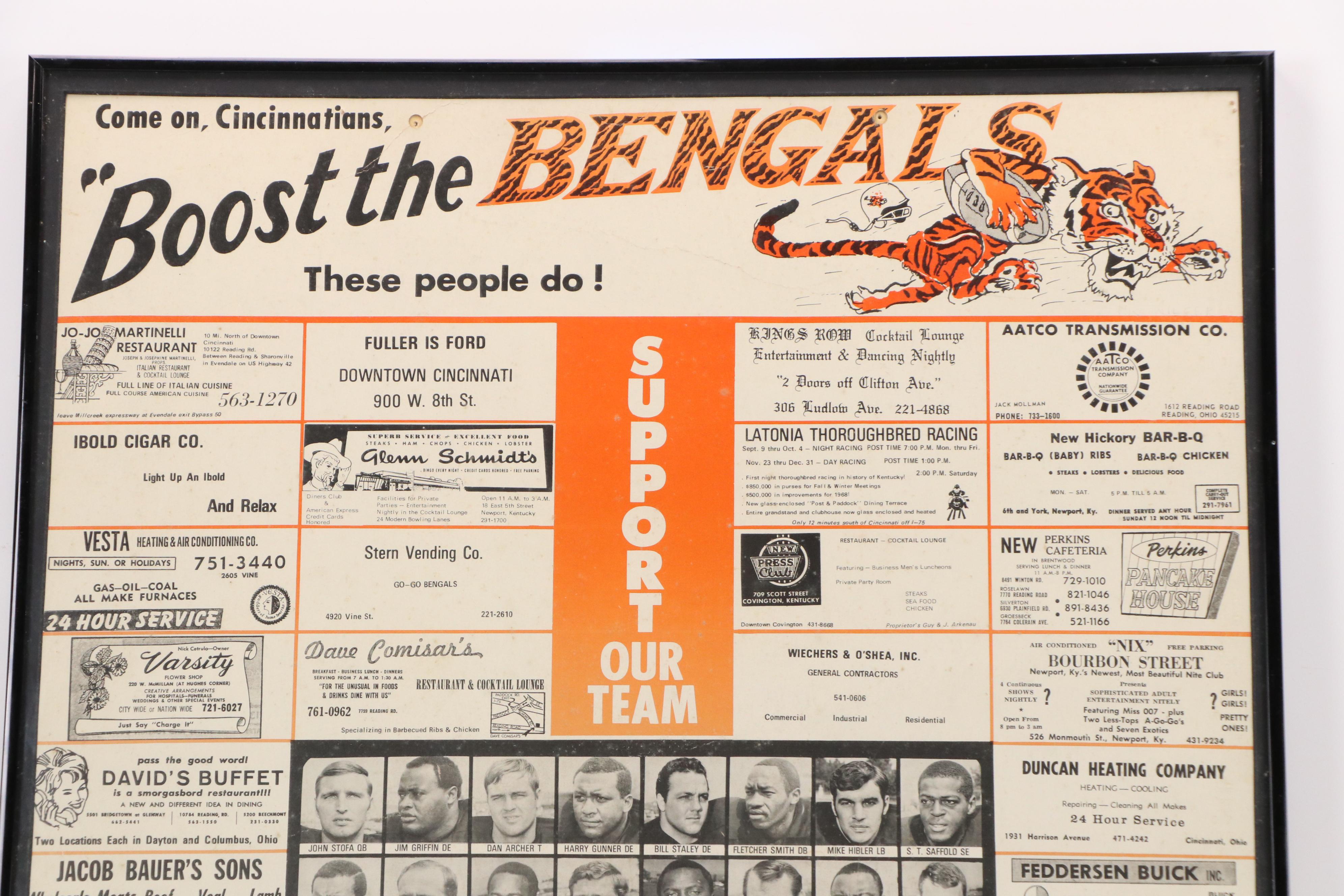 Photomechanical Print "Boost the Bengals" and Other Bengals Photograph, 1968