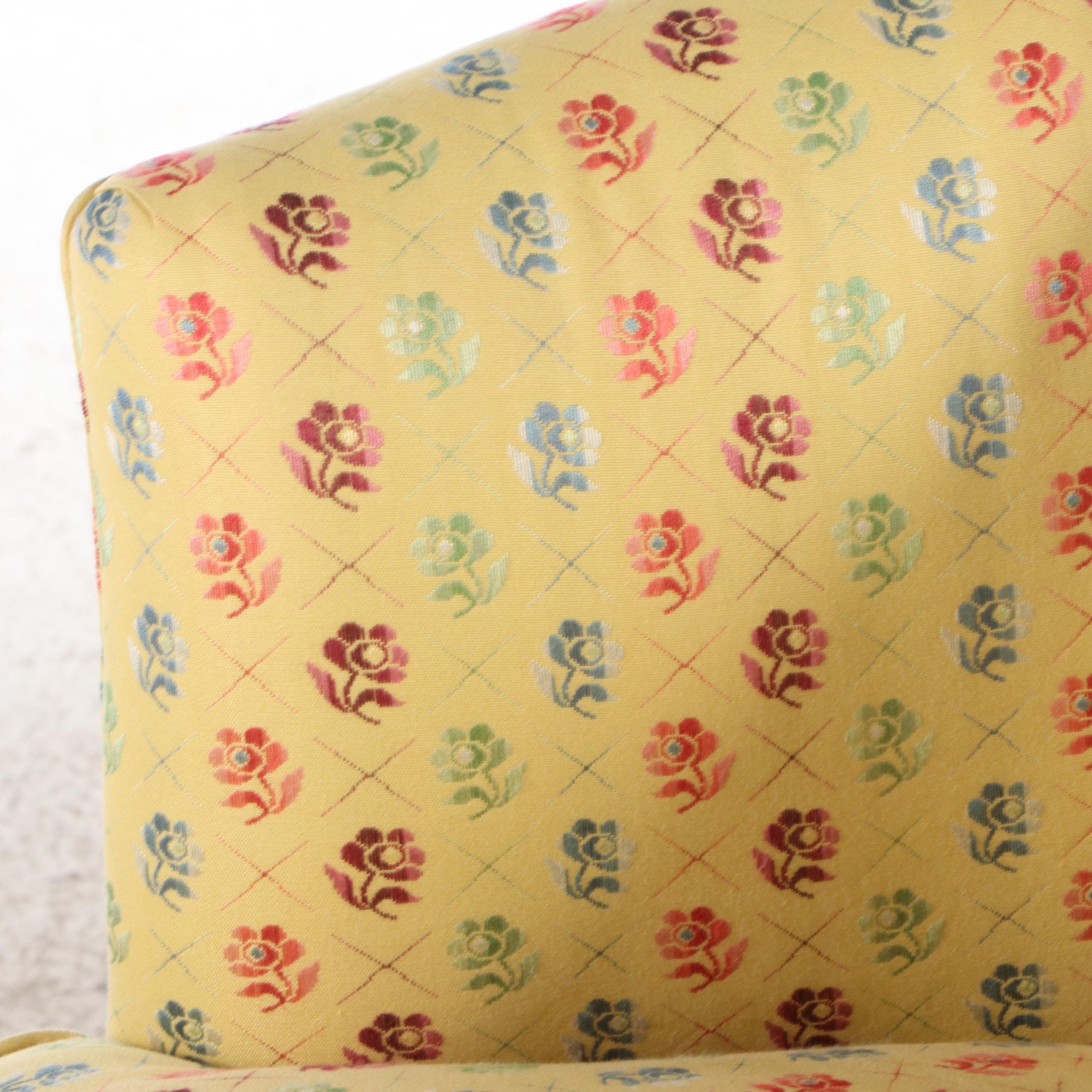 Mid Century Modern Style Floral Upholstered Armchair