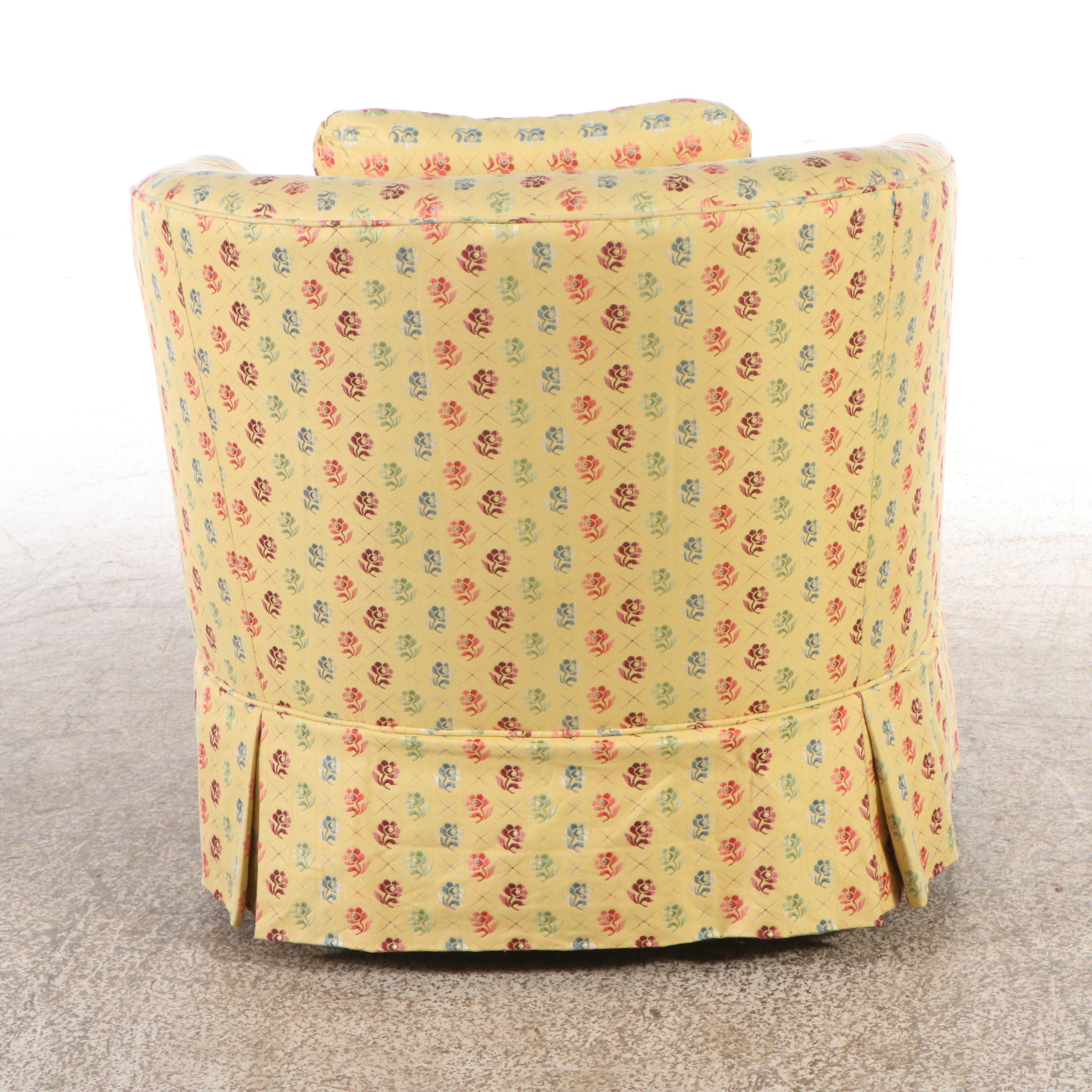 Mid Century Modern Style Floral Upholstered Armchair