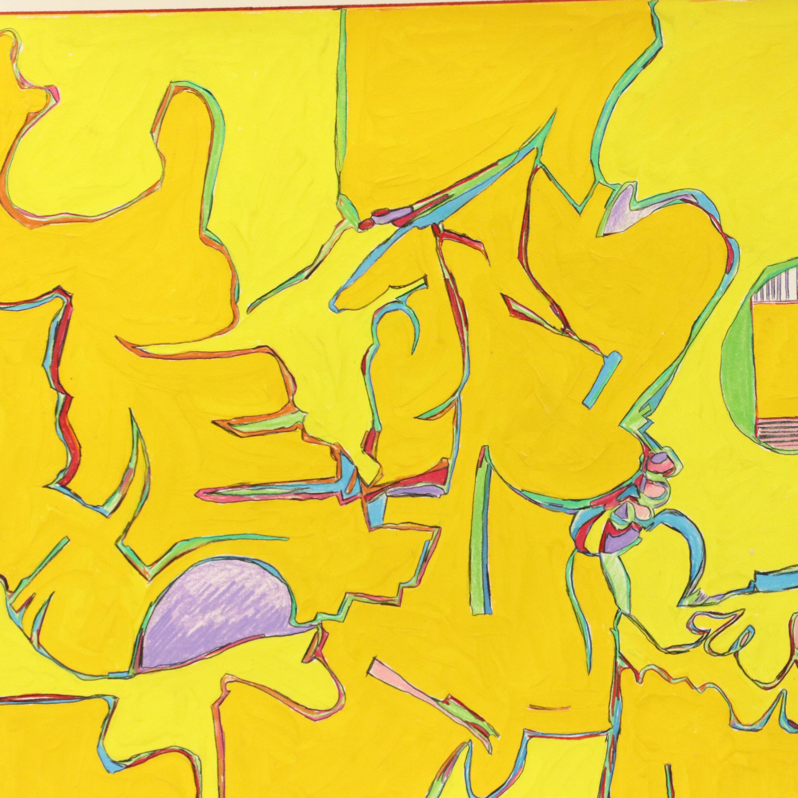 Harry Hilson Modern Mixed Media Painting, 1983