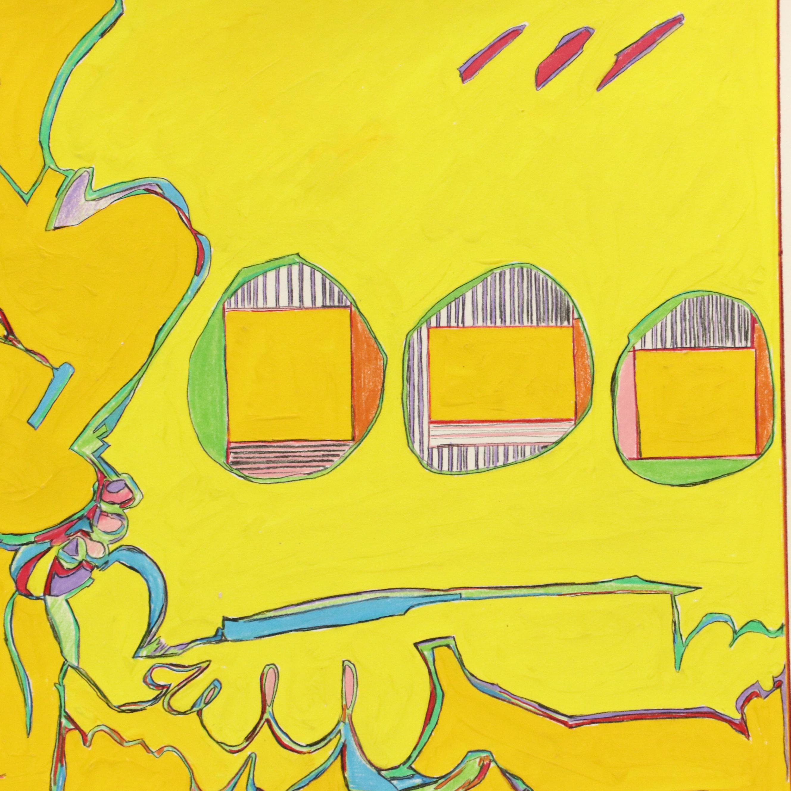 Harry Hilson Modern Mixed Media Painting, 1983