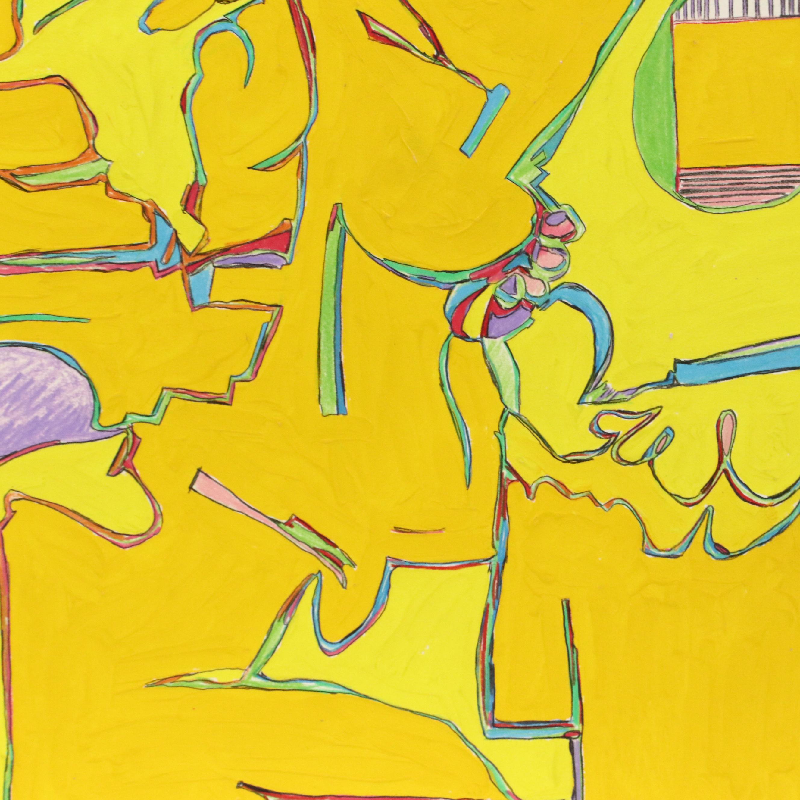 Harry Hilson Modern Mixed Media Painting, 1983