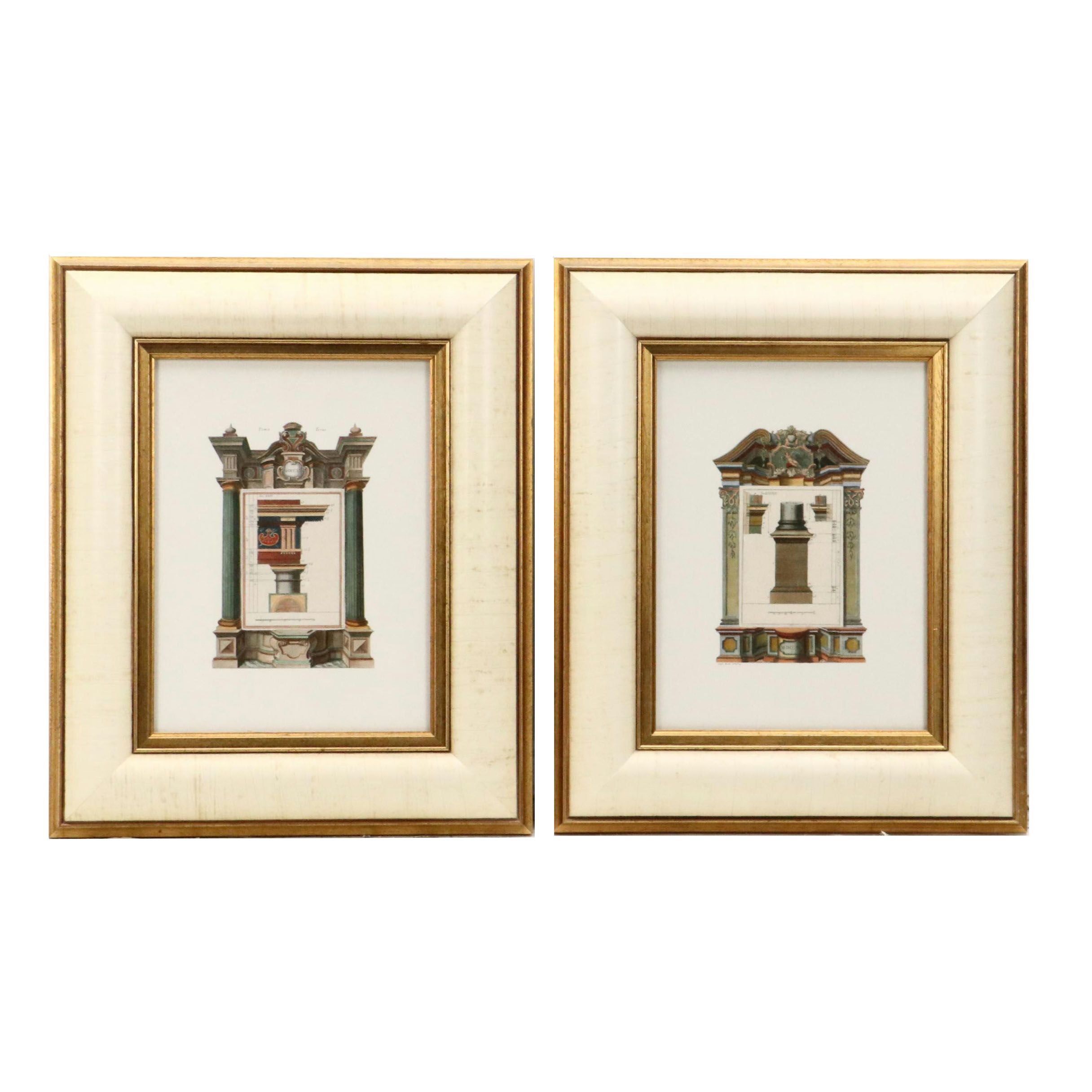 Architectural Lithographs After Giorgio Fossati, Late 20th Century