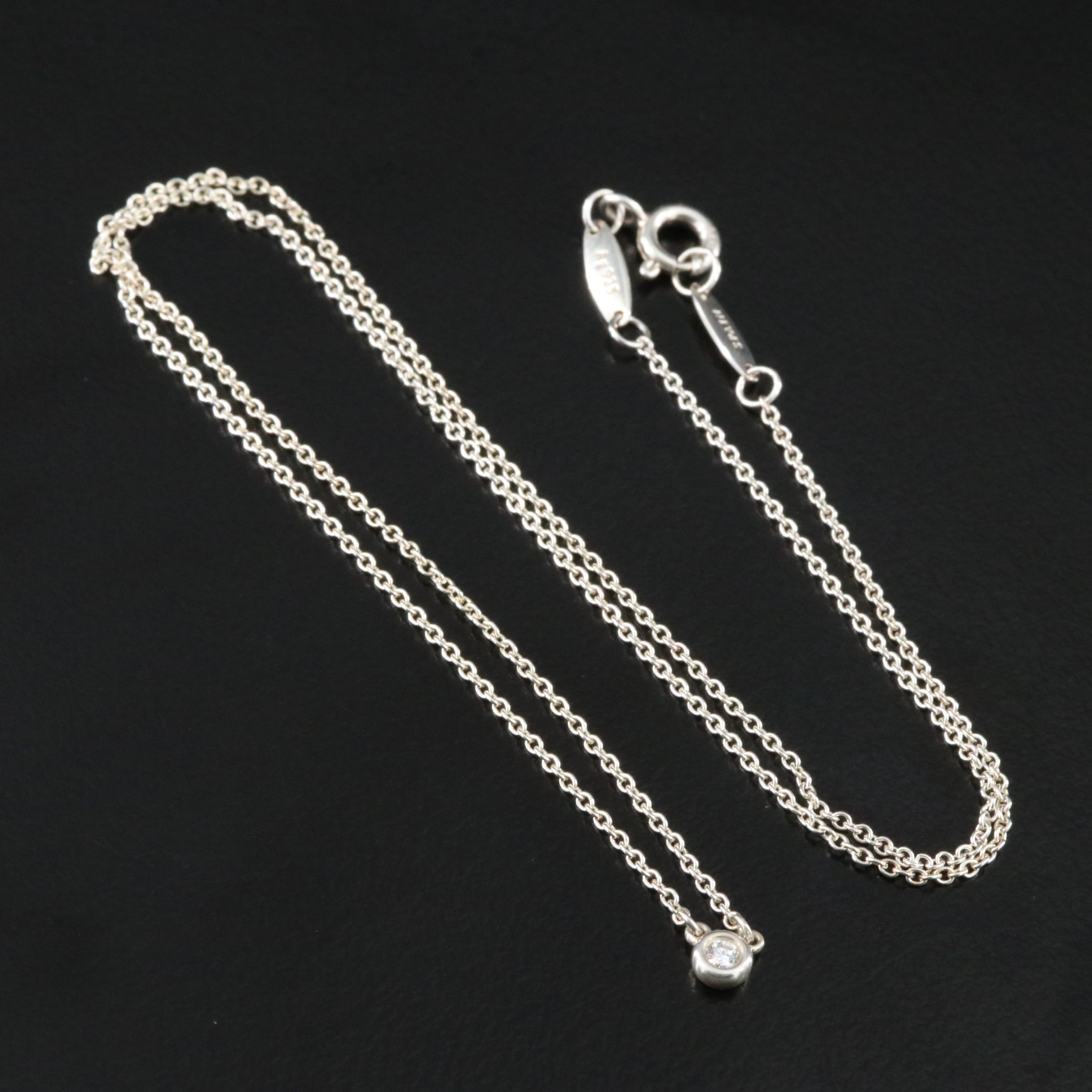 Elsa Peretti for Tiffany & Co. Sterling and Diamond Solitaire Necklace