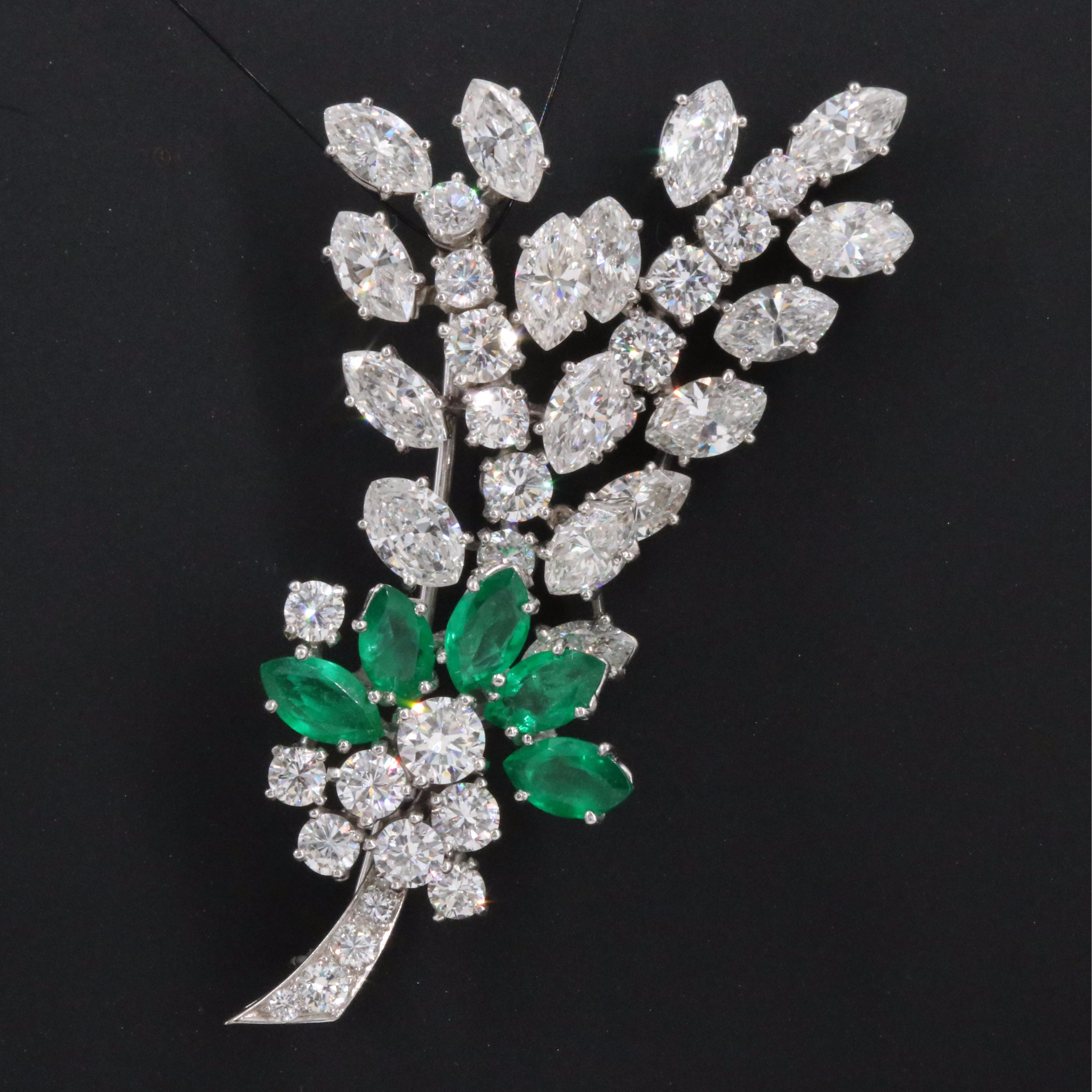 Tiffany & Co. Platinum 10.08 CTW Diamond and 2.38 CTW Emerald Spray Brooch