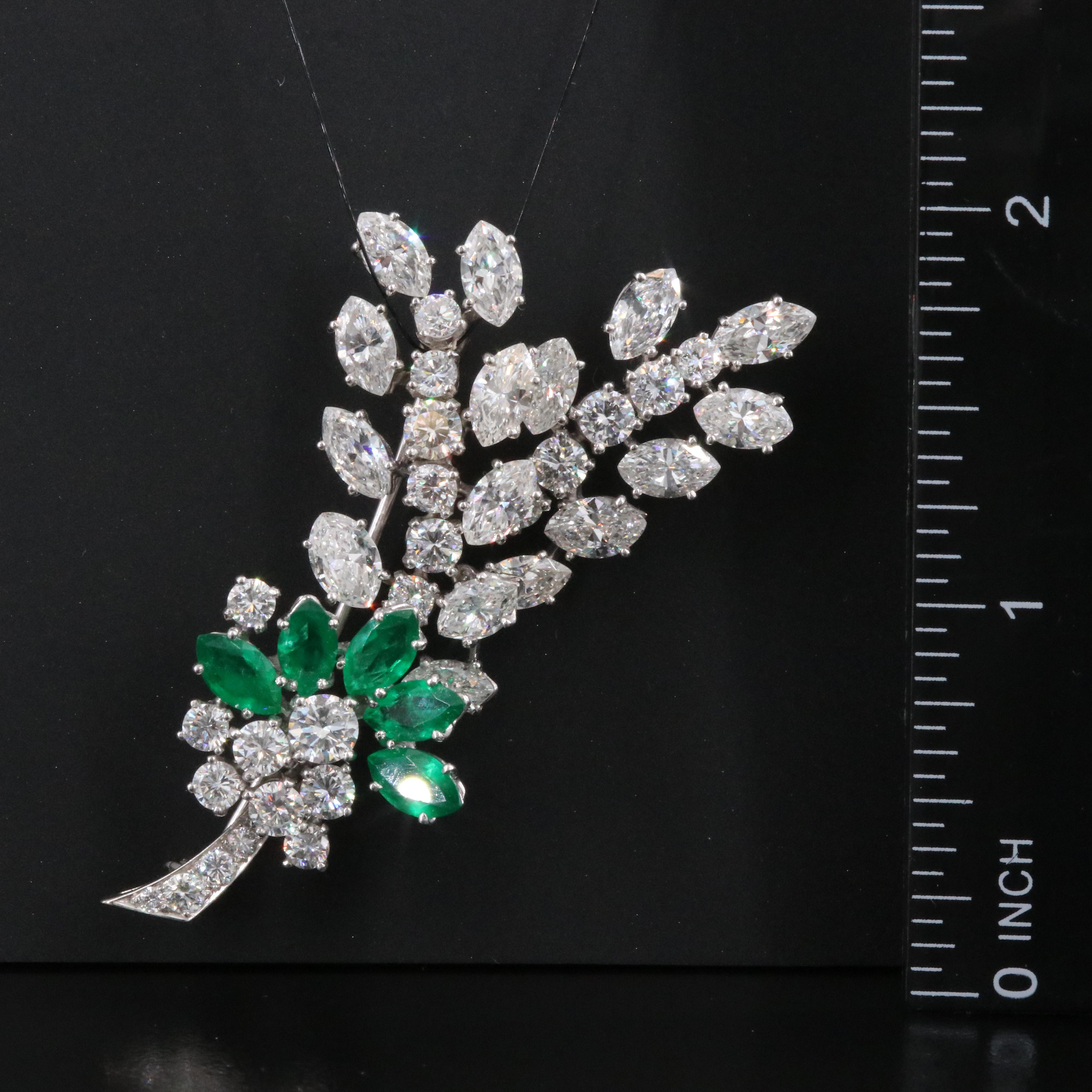 Tiffany & Co. Platinum 10.08 CTW Diamond and 2.38 CTW Emerald Spray Brooch