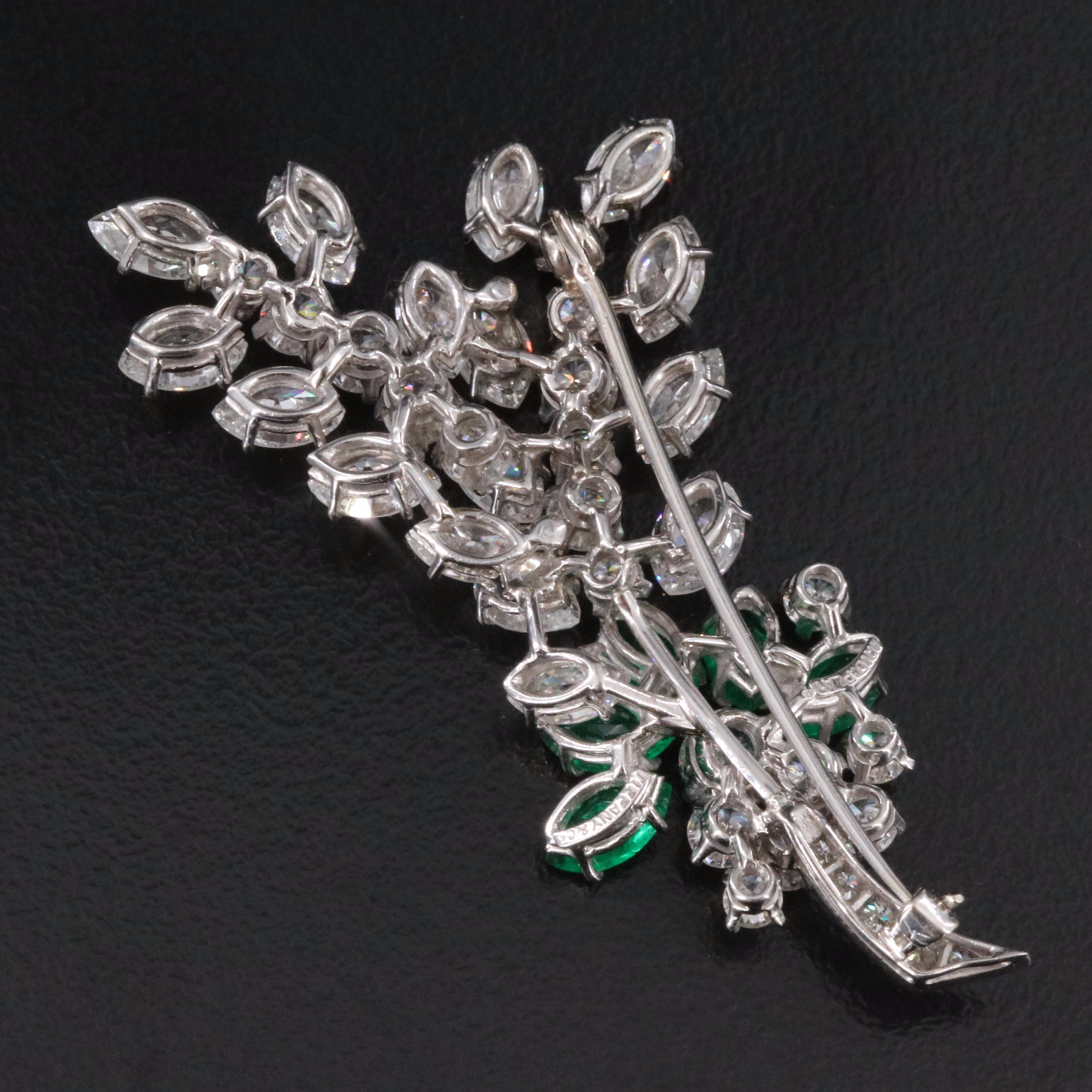 Tiffany & Co. Platinum 10.08 CTW Diamond and 2.38 CTW Emerald Spray Brooch