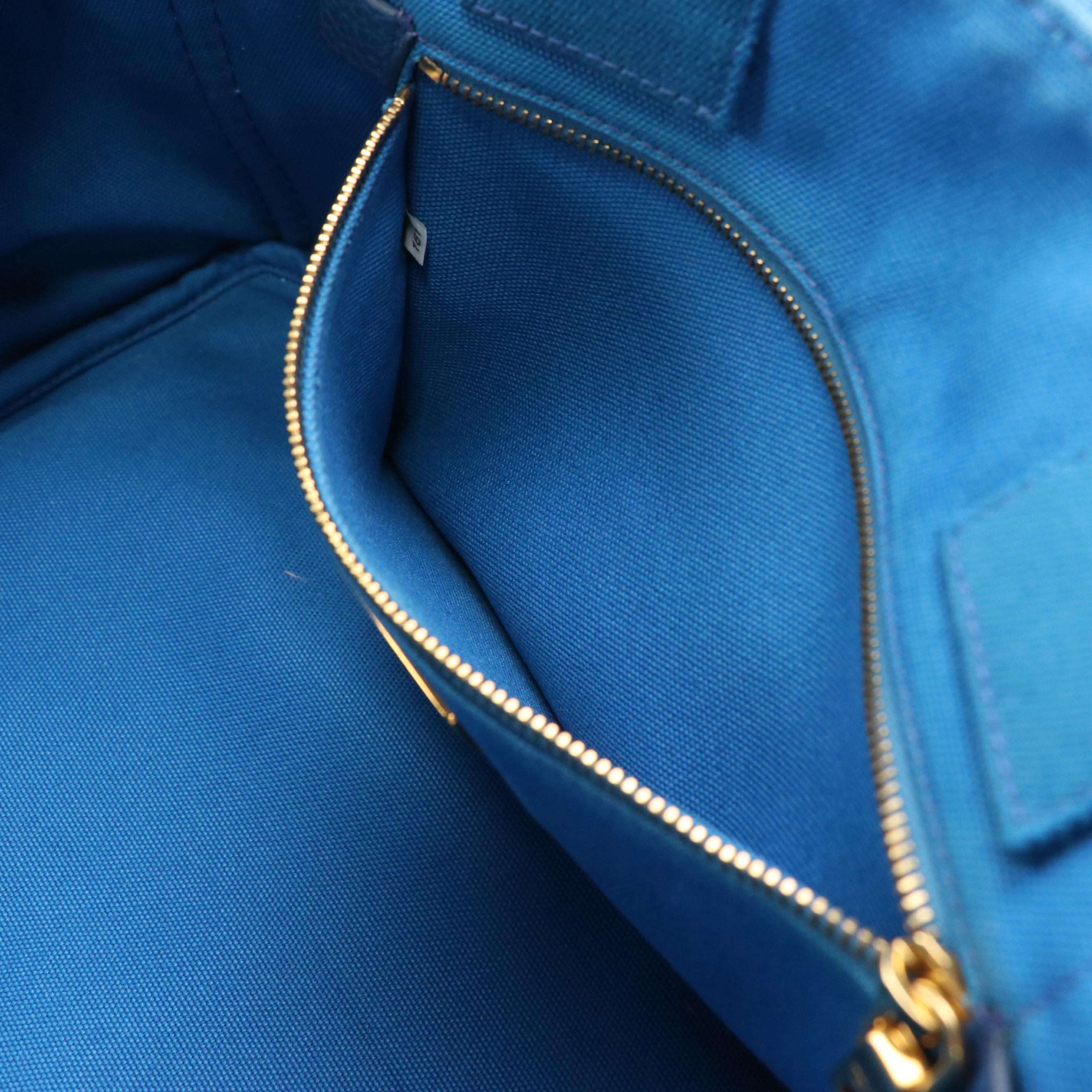 Prada Large Canapa Tote Bag in Azzurro Cotton Canvas