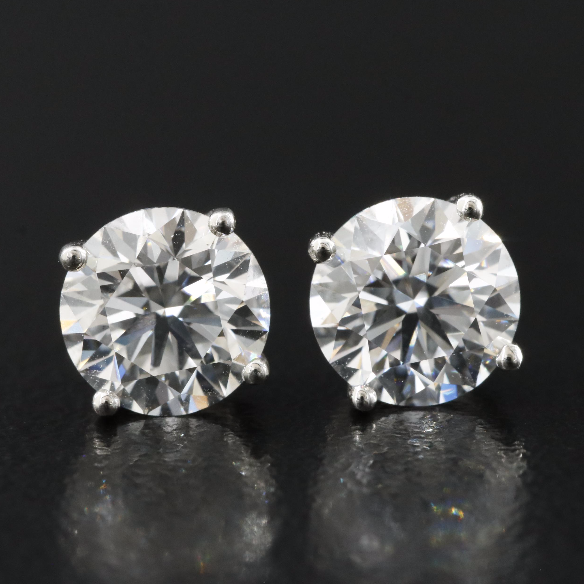 Platinum 2.20 CTW Lab Grown Diamond Stud Earrings with IGI Reports