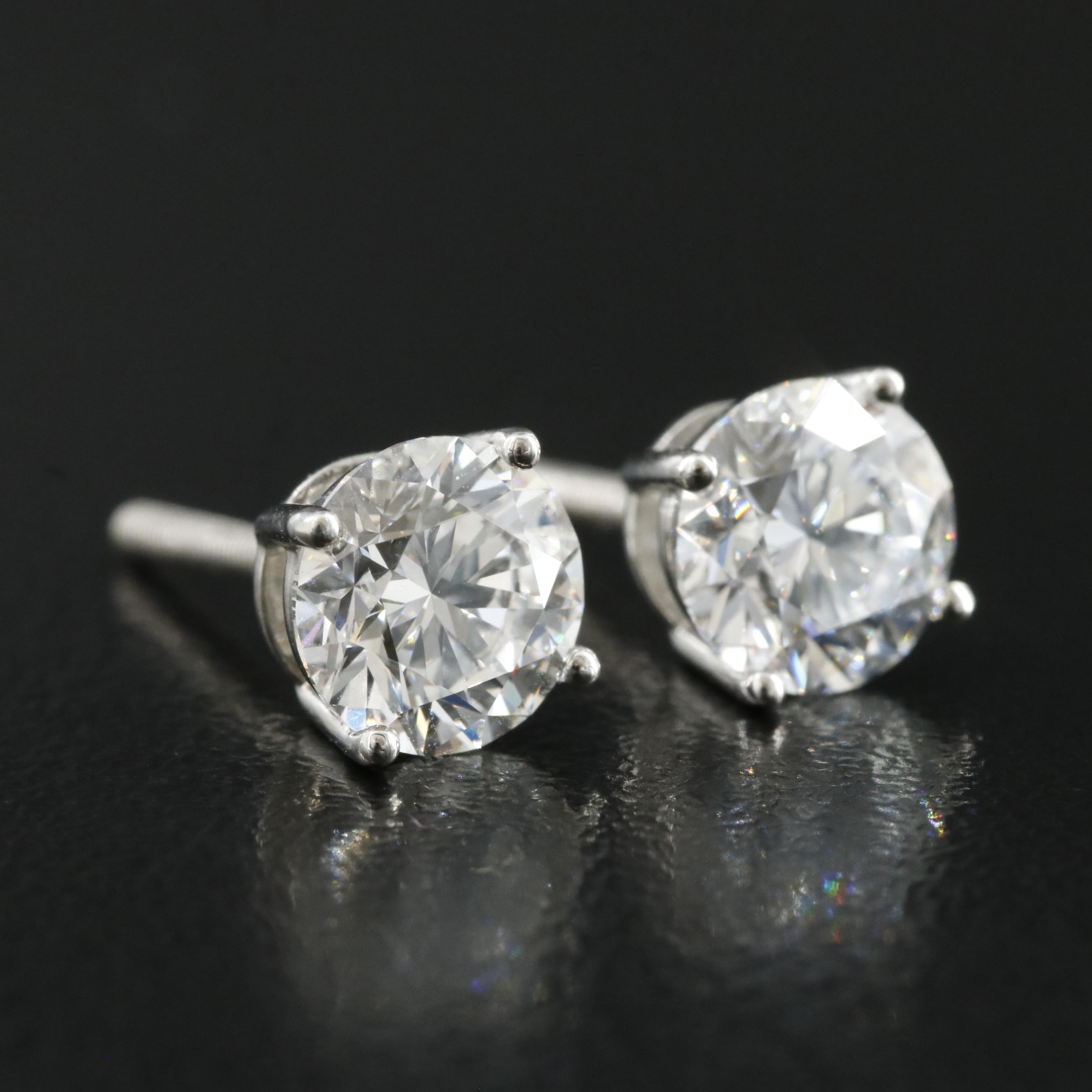 Platinum 2.20 CTW Lab Grown Diamond Stud Earrings with IGI Reports