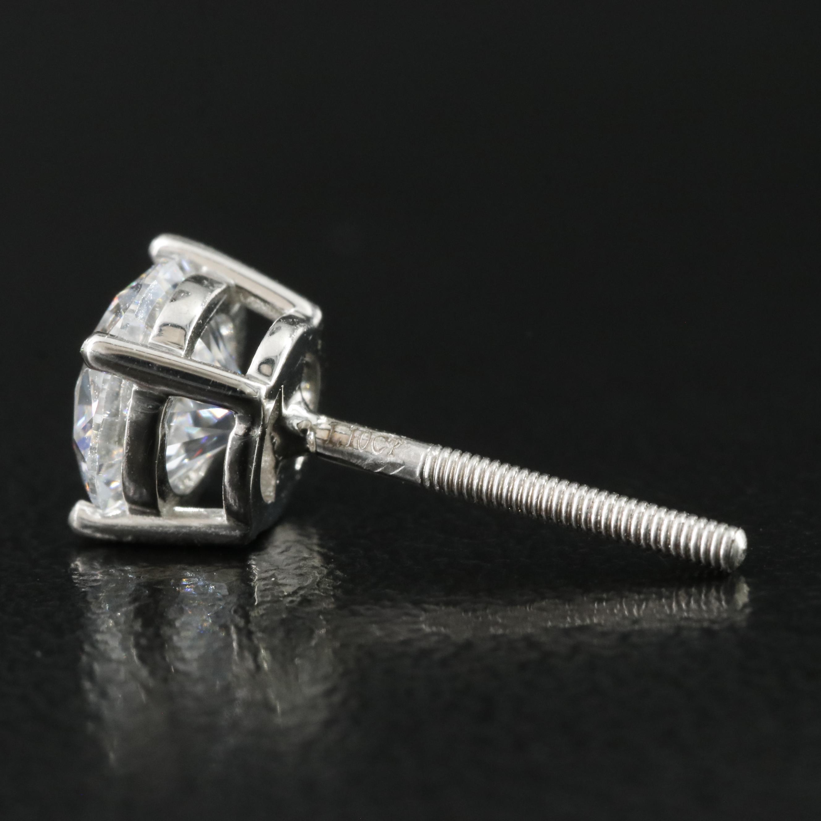 Platinum 2.20 CTW Lab Grown Diamond Stud Earrings with IGI Reports