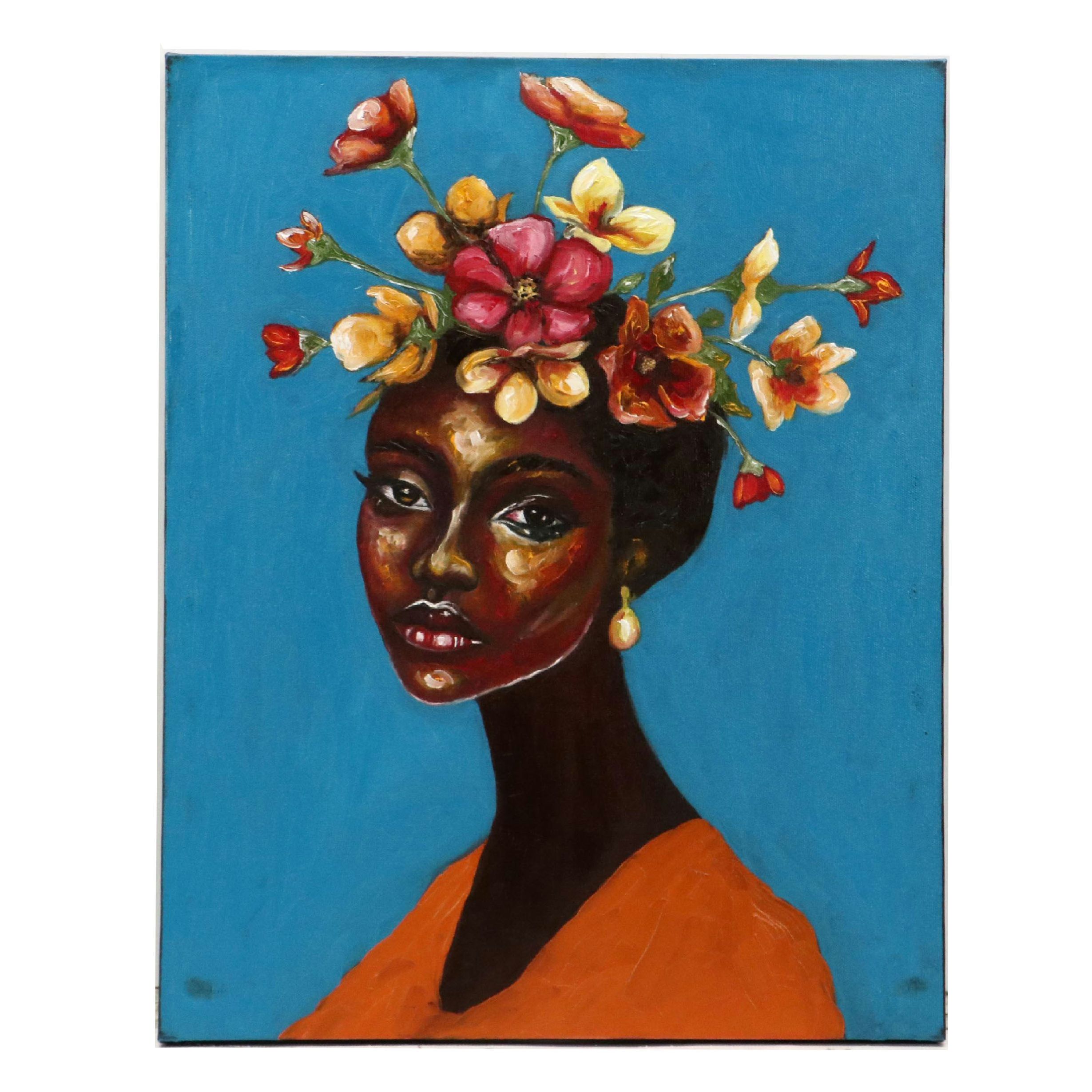 Oluwakemi Omowaire Oil Portrait "Untitled.," 21st Century