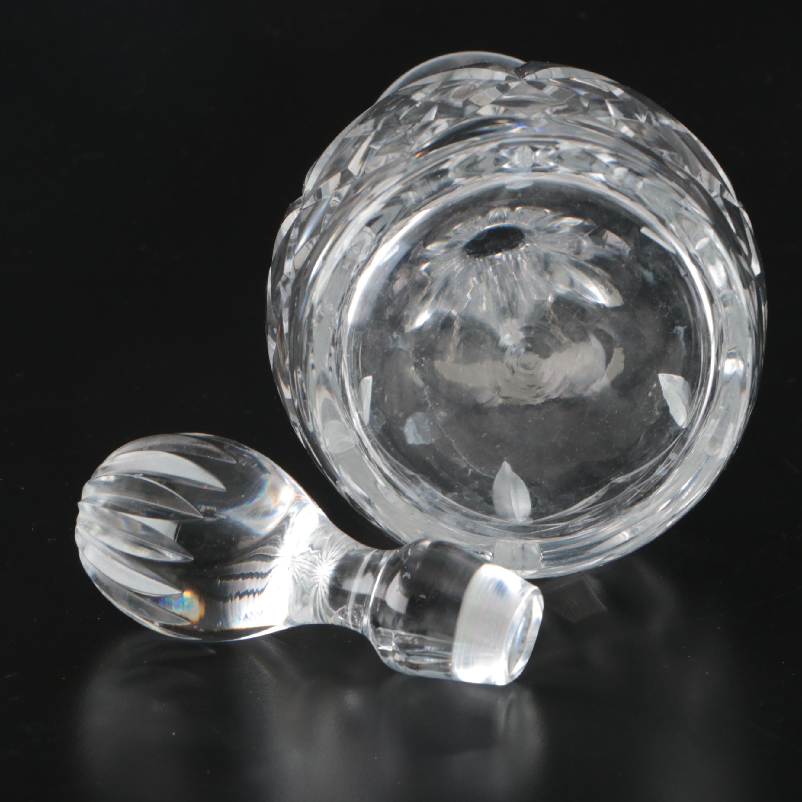 Cut Glass Decanters with Pewter "Mine" Tag