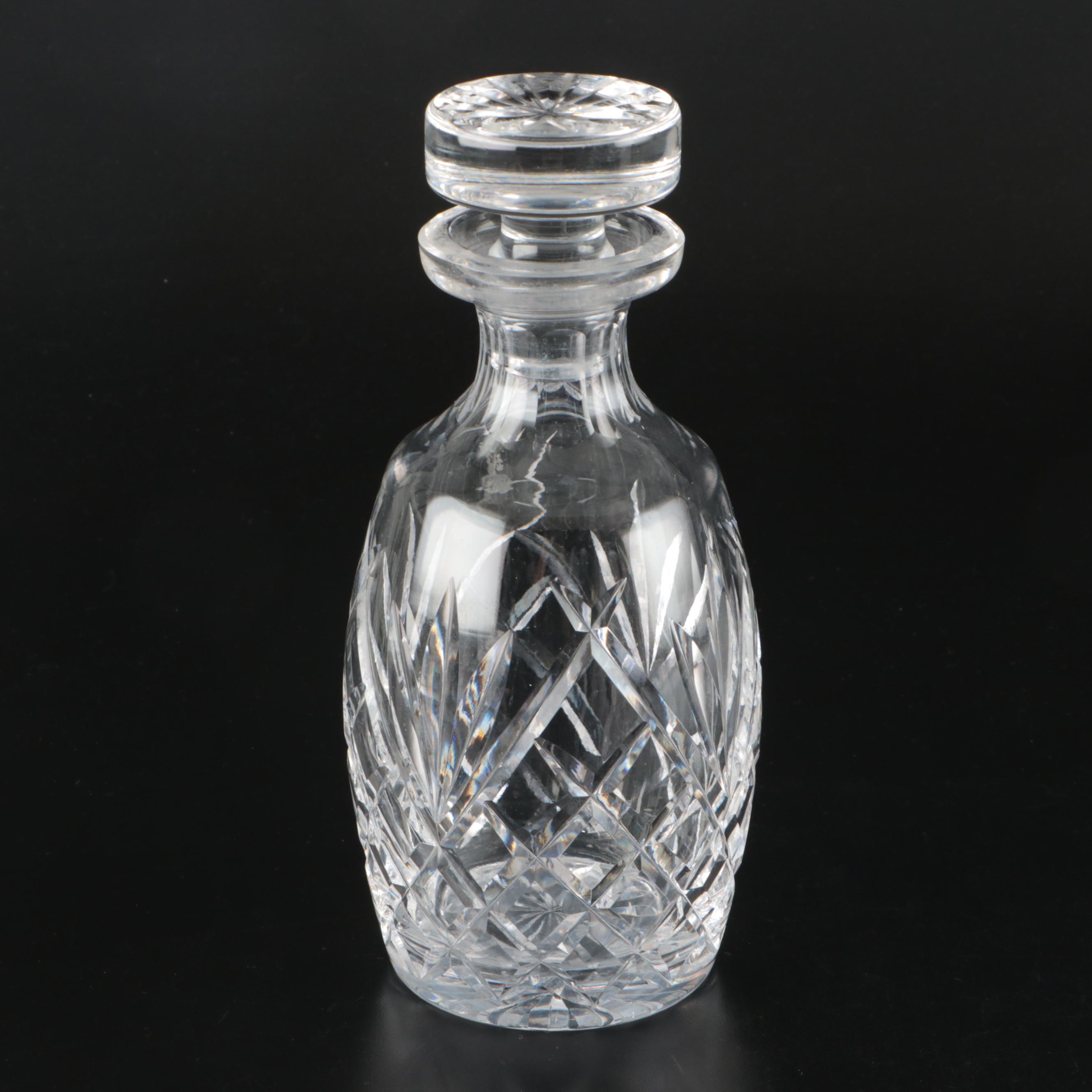 Cut Glass Decanters with Pewter "Mine" Tag