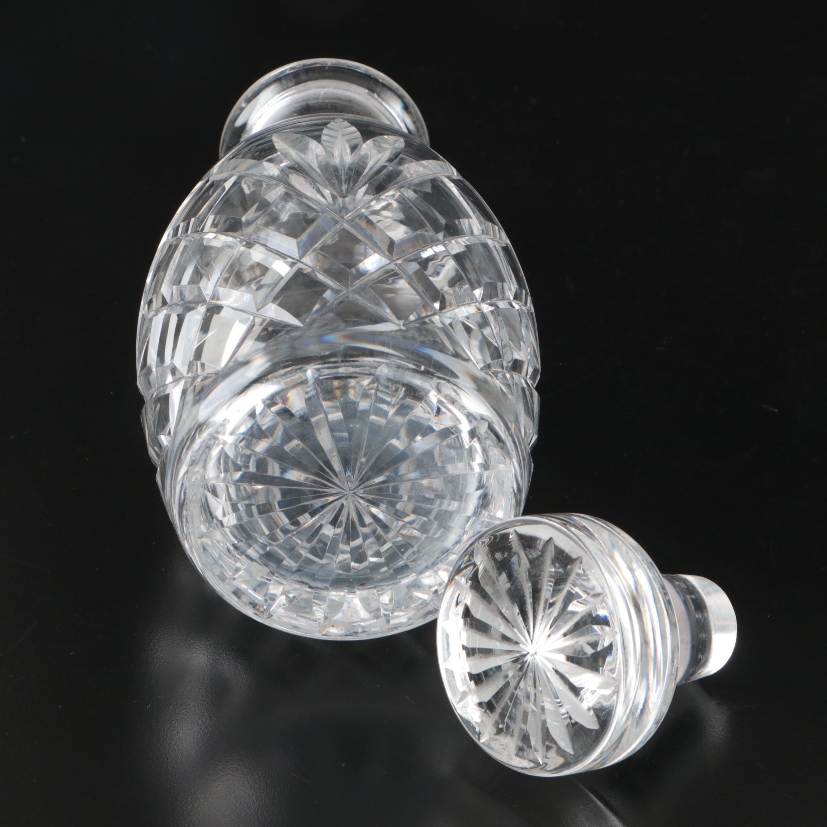 Cut Glass Decanters with Pewter "Mine" Tag