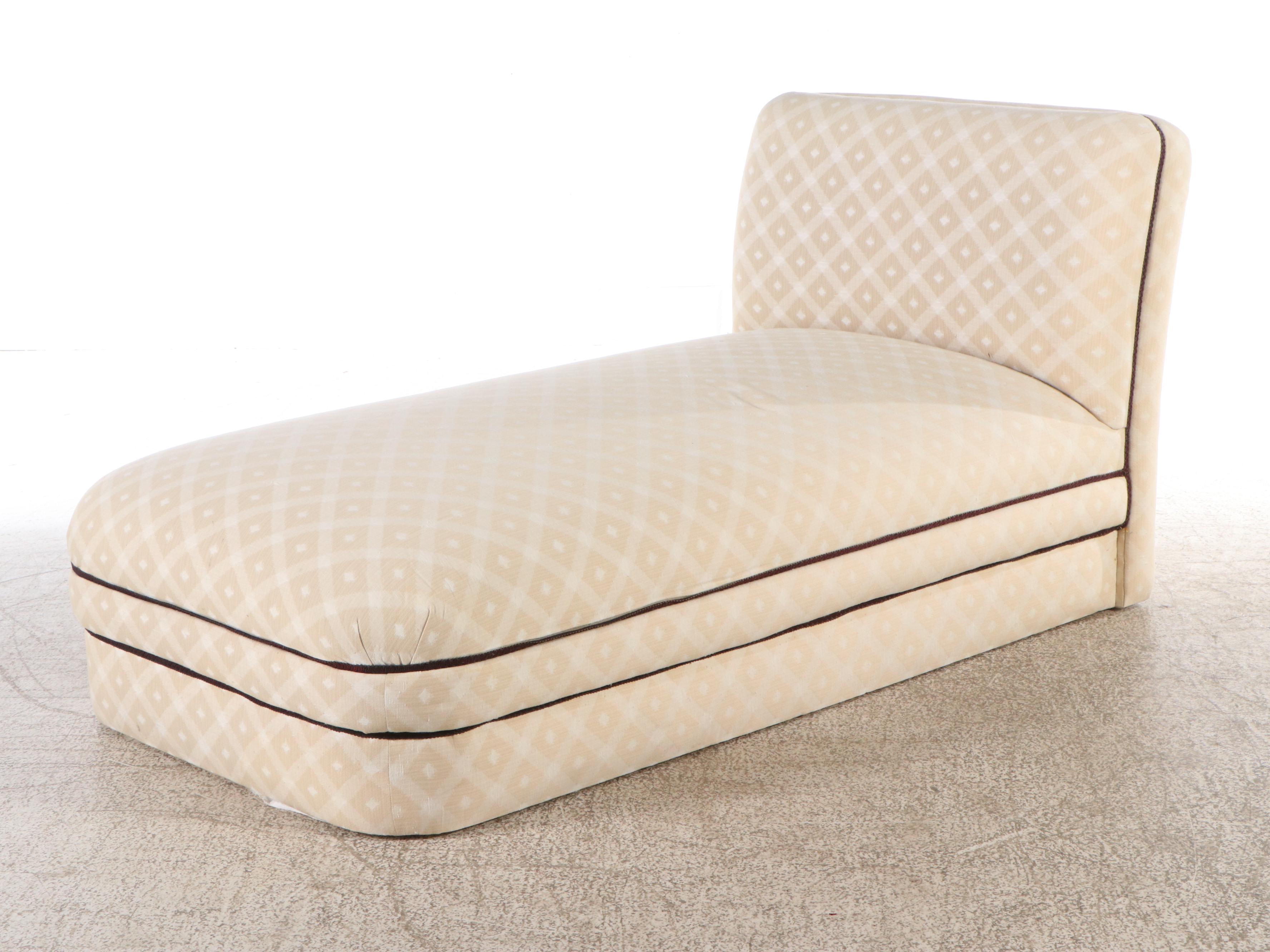 Vintage Geometric Upholstered Chaise Lounge