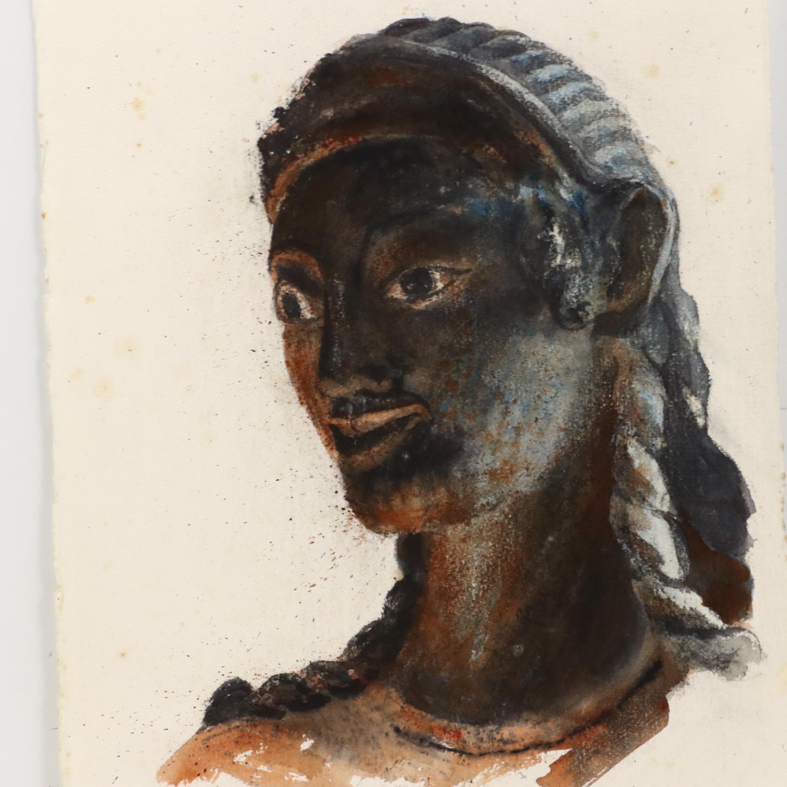 Chris Ritter Watercolor Portrait, Late 20th Century