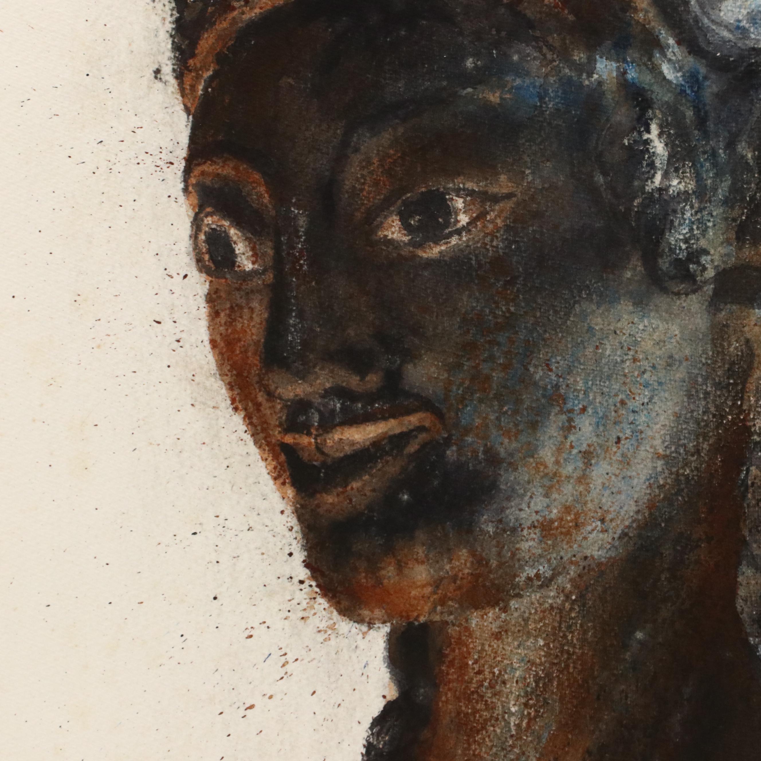 Chris Ritter Watercolor Portrait, Late 20th Century