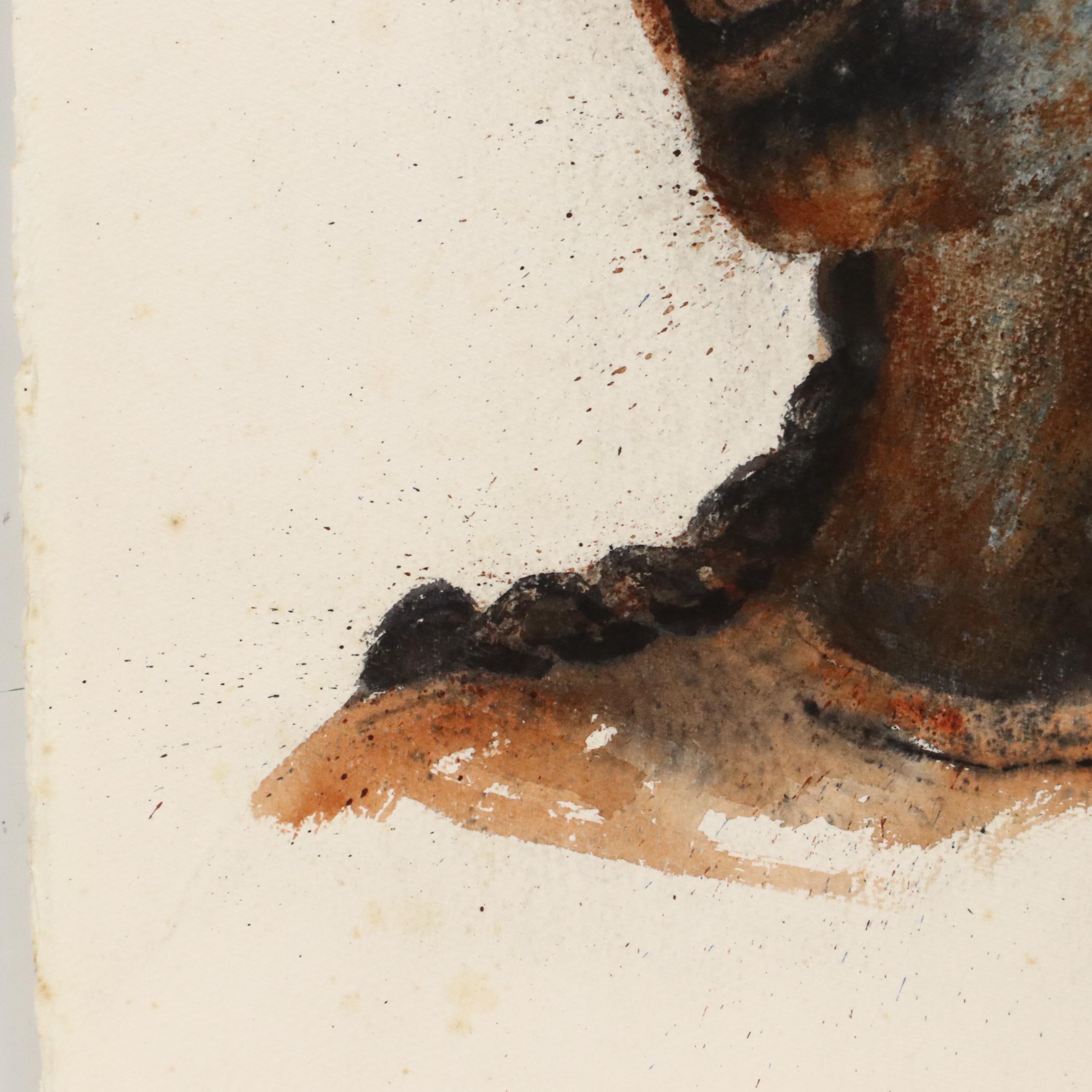 Chris Ritter Watercolor Portrait, Late 20th Century