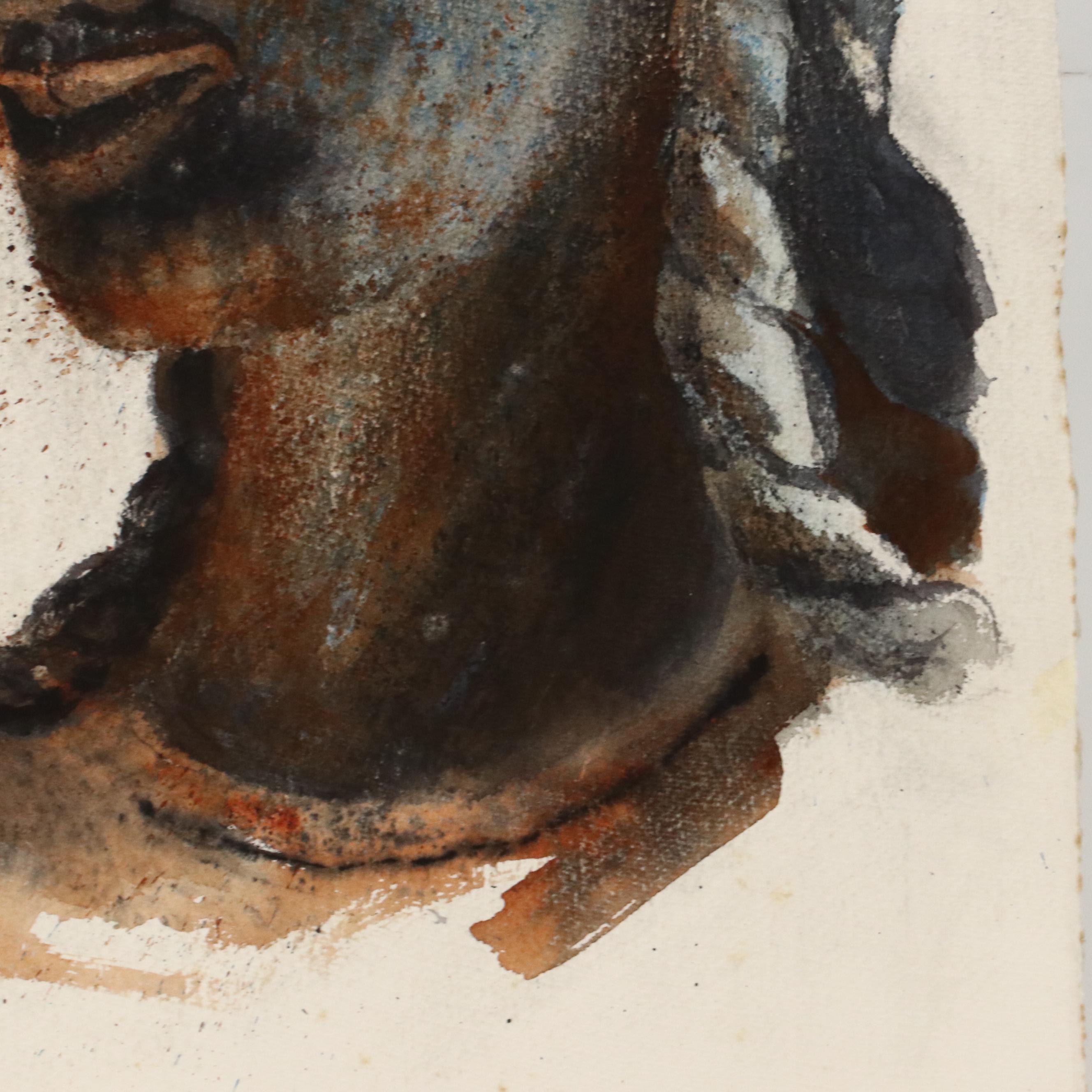 Chris Ritter Watercolor Portrait, Late 20th Century