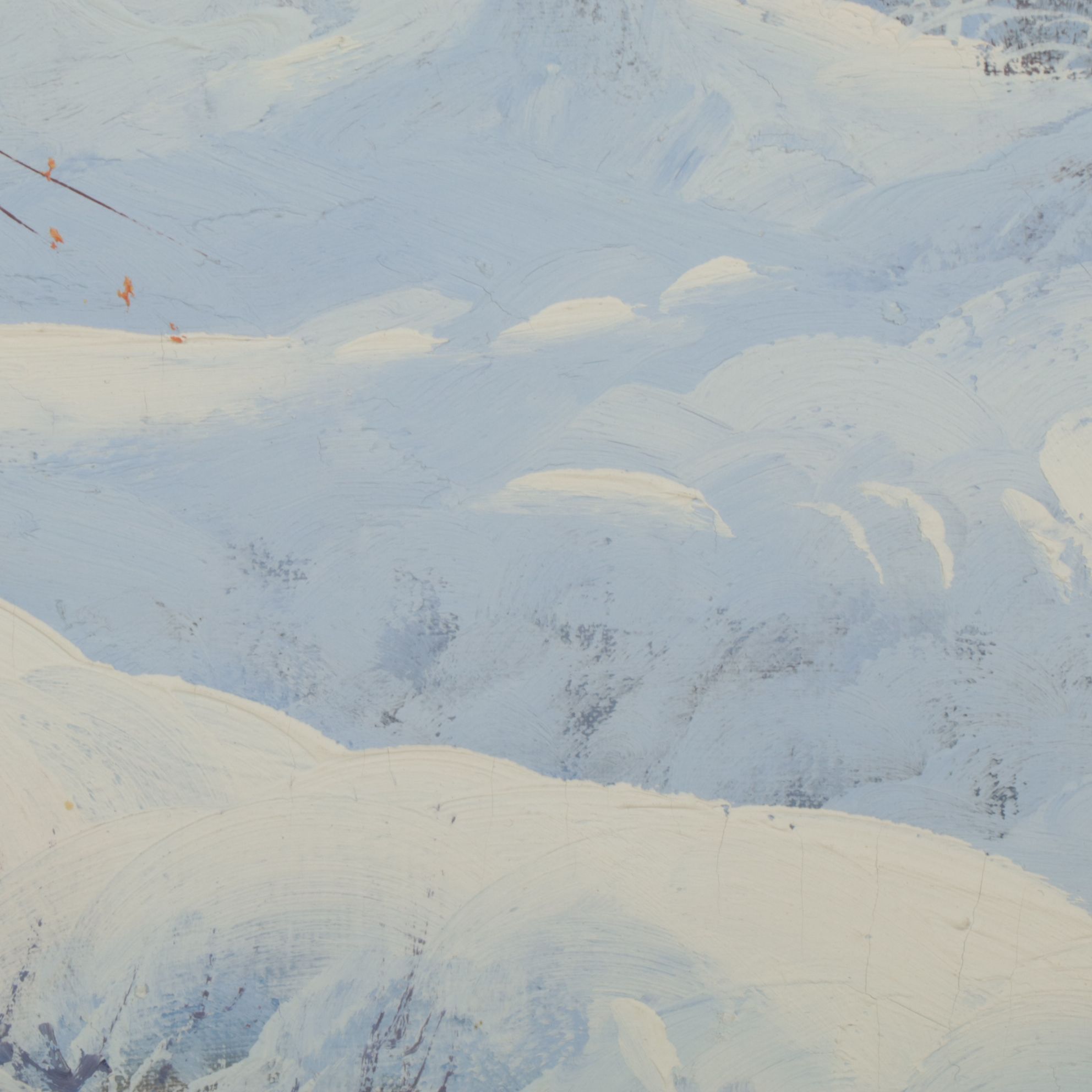 G. Rizzi Winter Landscape Oil Painting Featuring Barren Trees