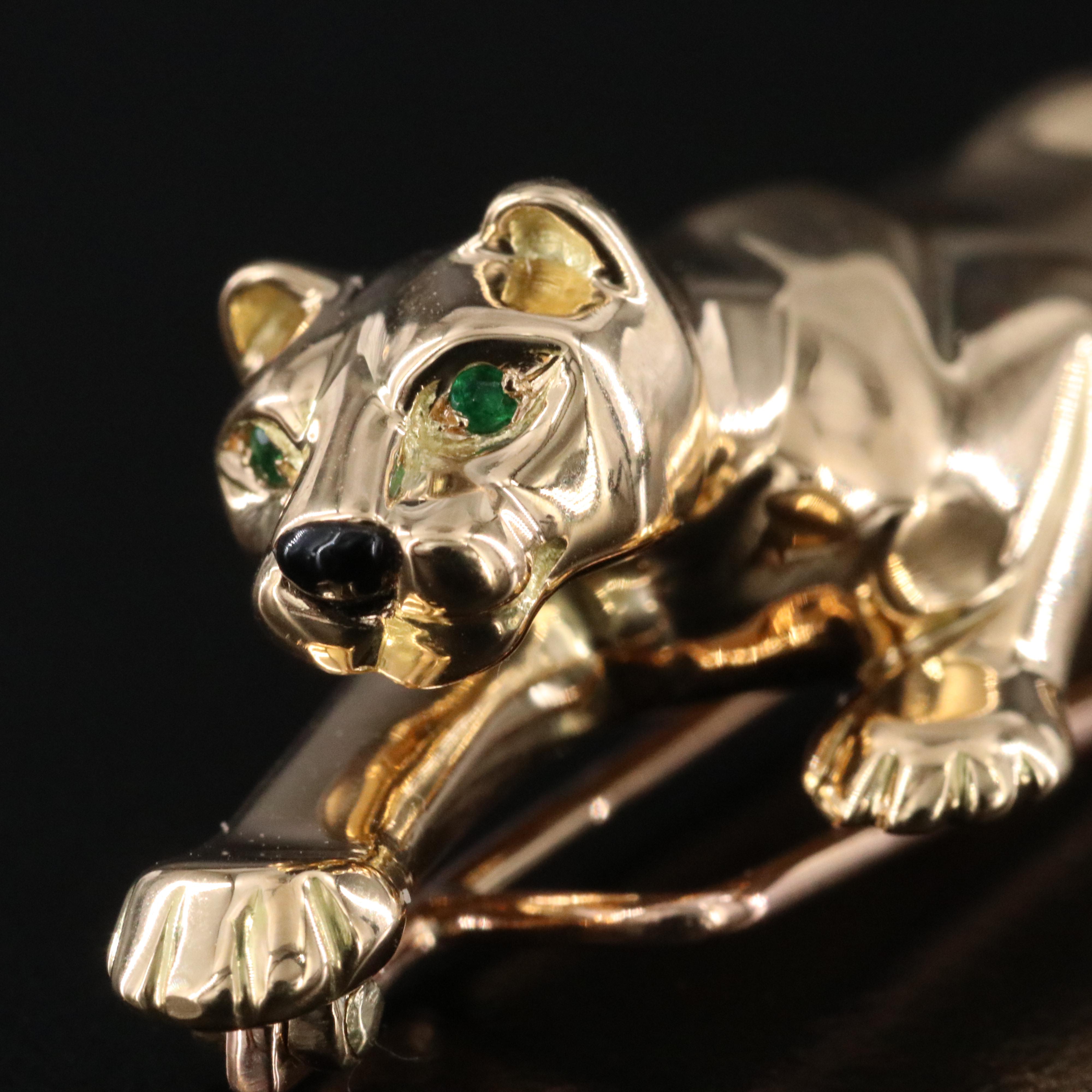 Cartier Panthère de Cartier 18K Brooch with Emerald and Black Onyx
