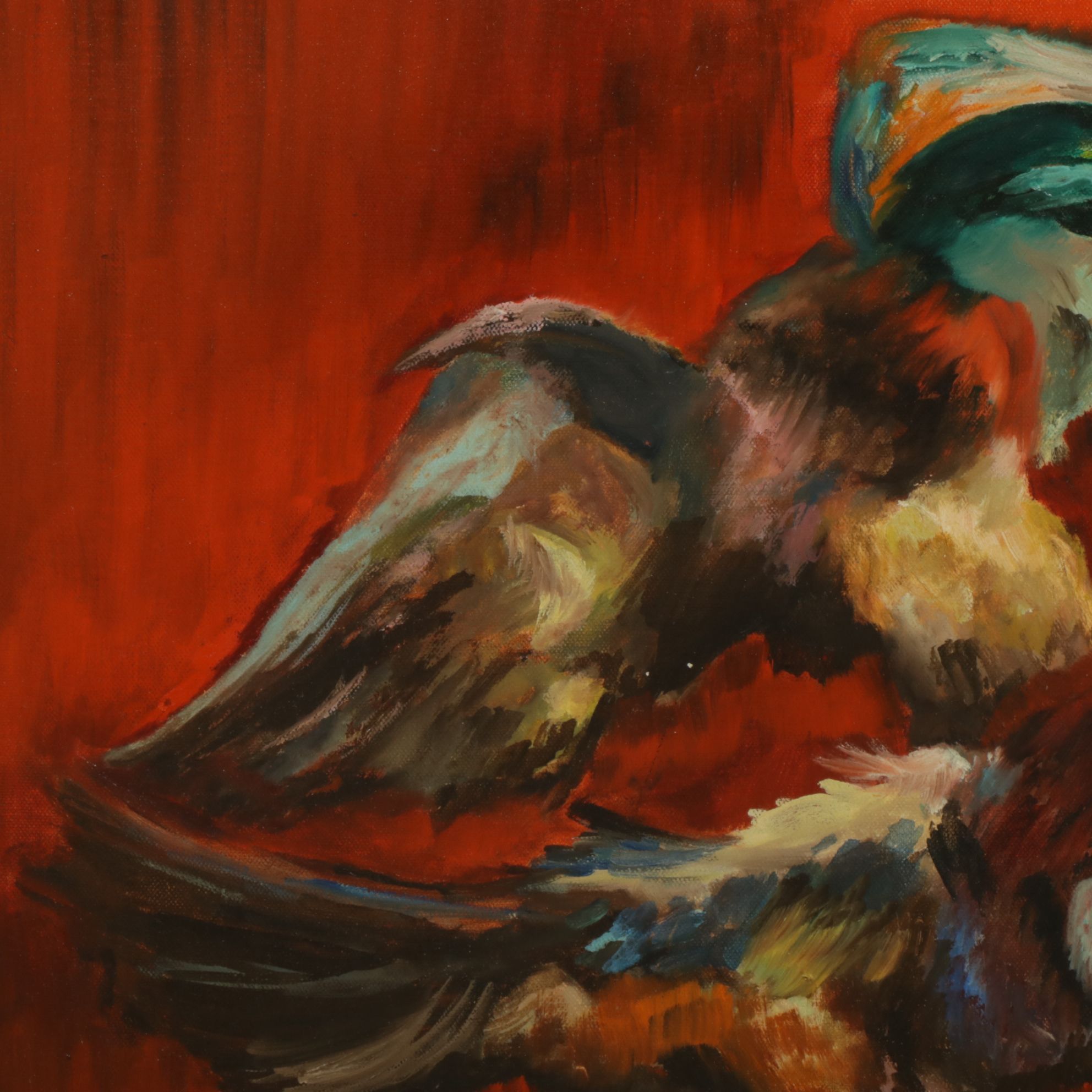 M. Mayers Oil Painting of Wood Ducks in Flight, Mid to Late 20th Century