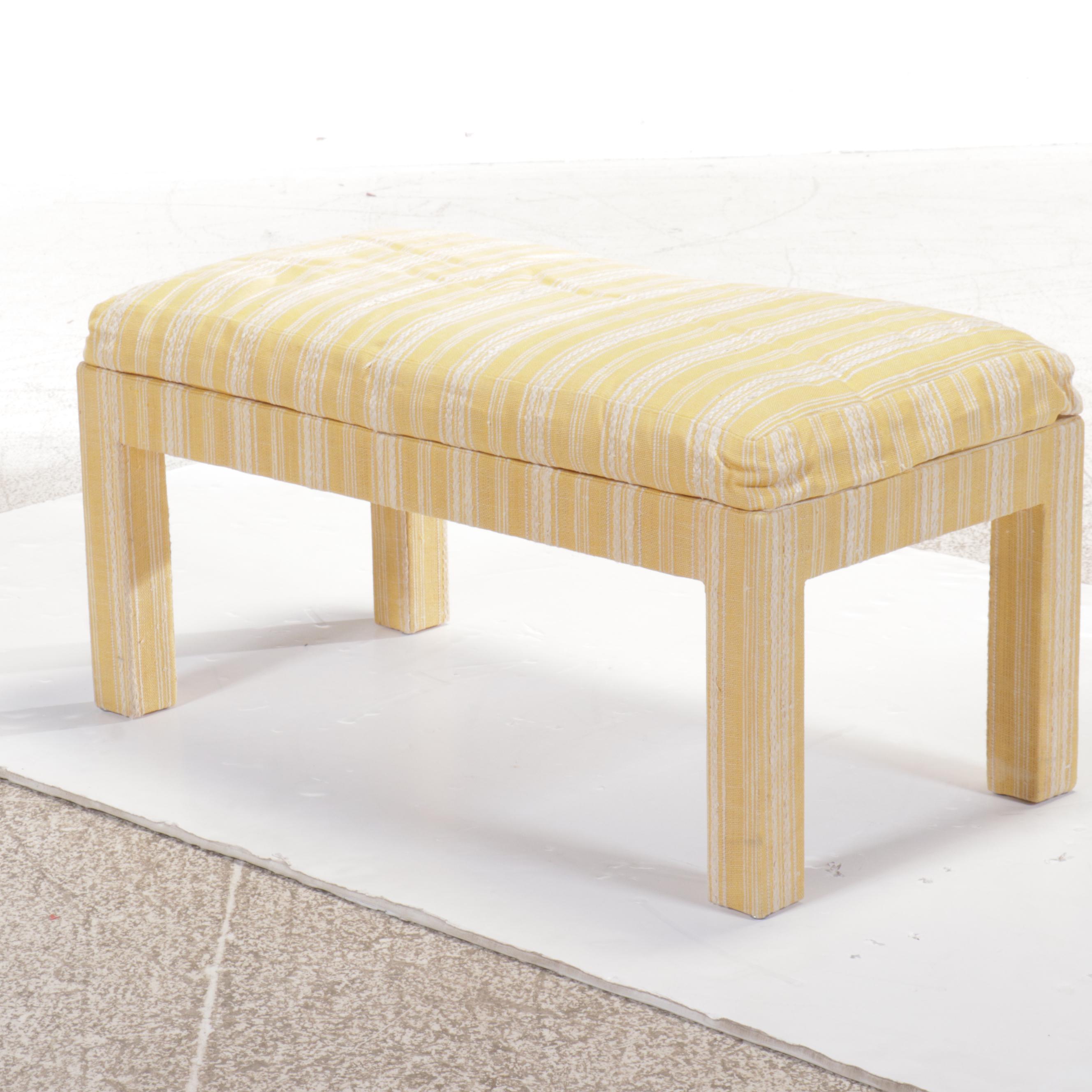 Yellow Striped Upholstered Bench